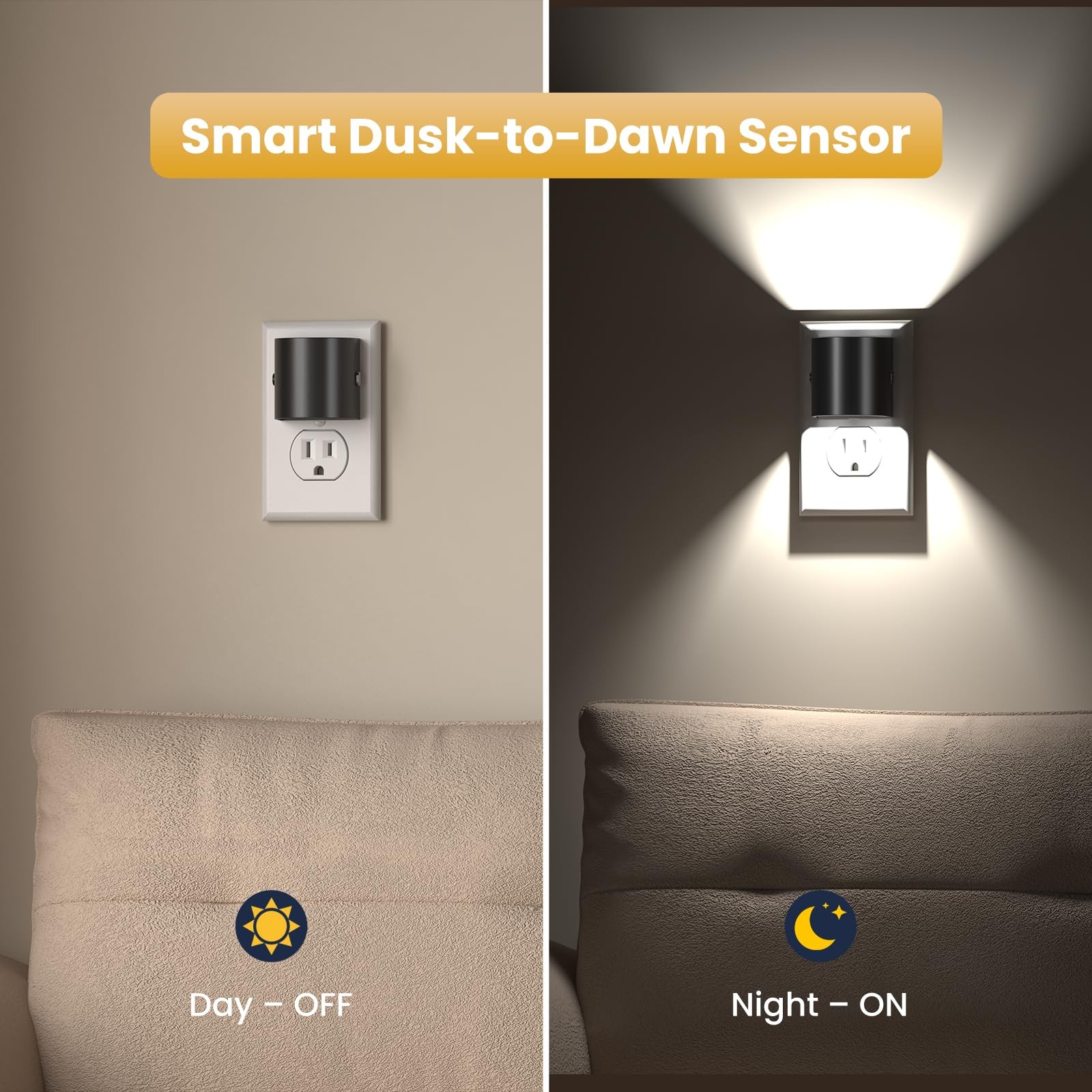 Night Light, Lights Plug into Wall, 2 Pack, Dim LED 2 pack, White-3.0