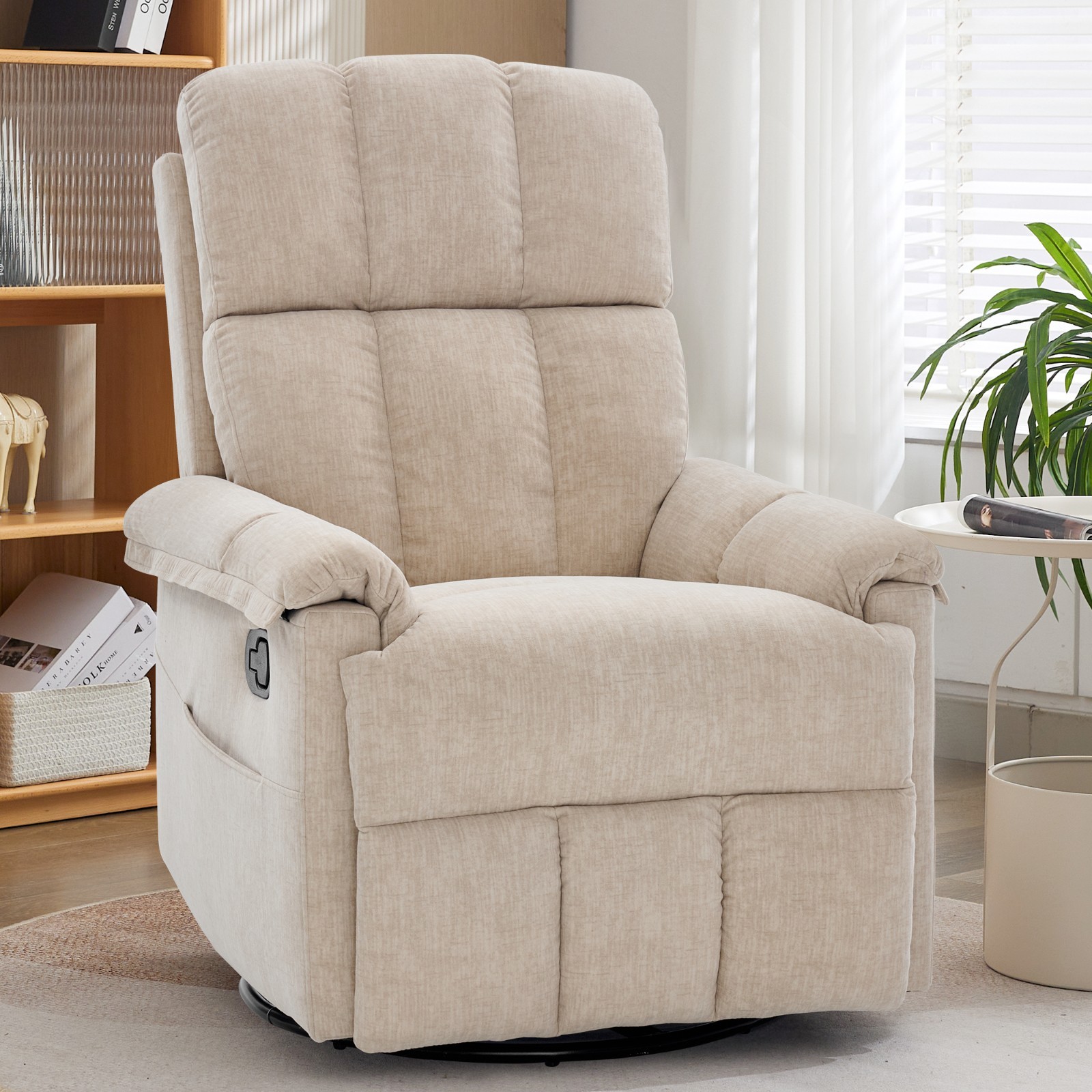Korser 360°Swivel Recliner Chair with Side Pockets Small Rocker Recliner Nursery