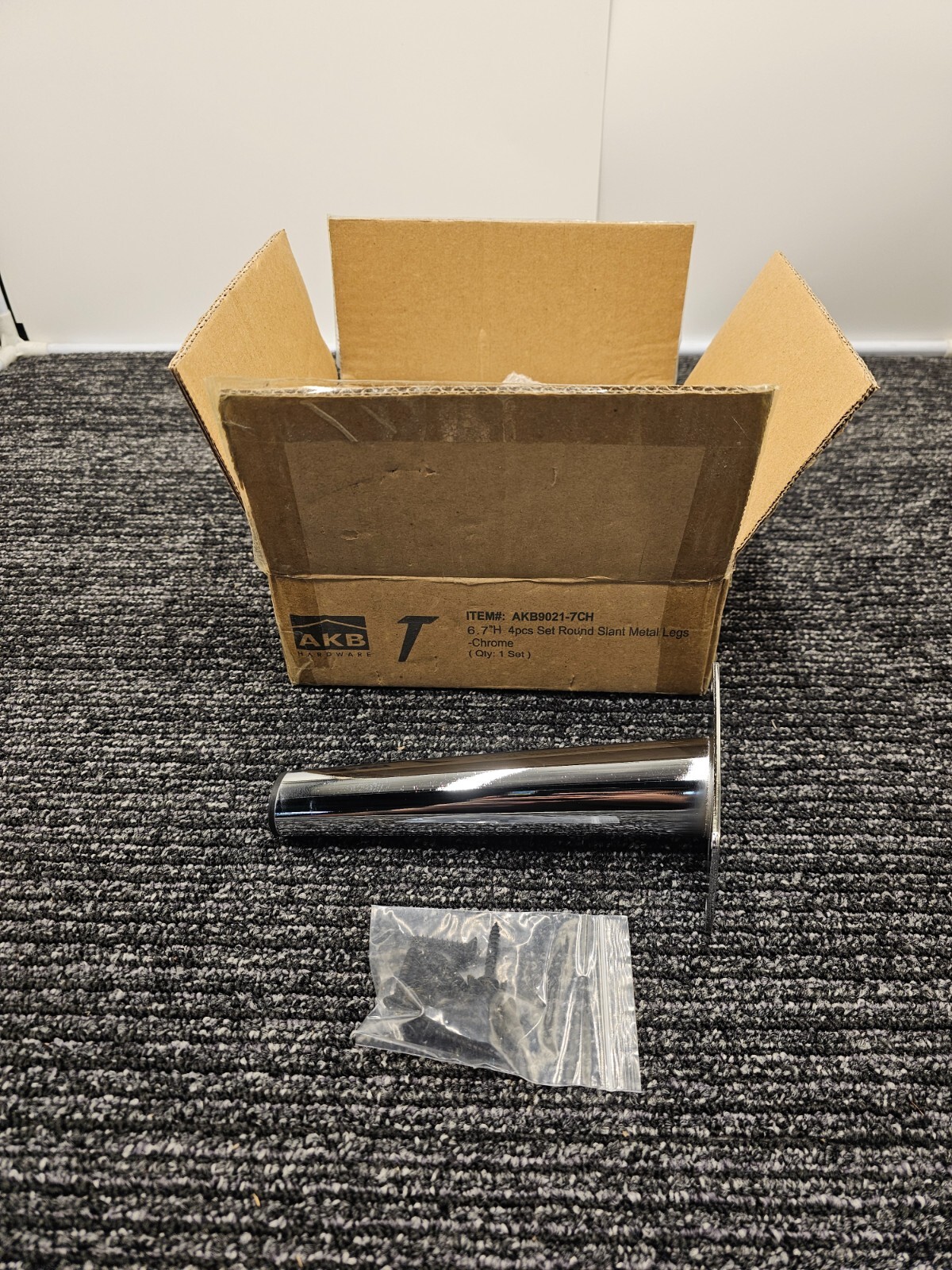 (QTY 4) AKB Hardware 6-3/4"H Slant Furniture Metal Legs Chrome AKB9021-7CH