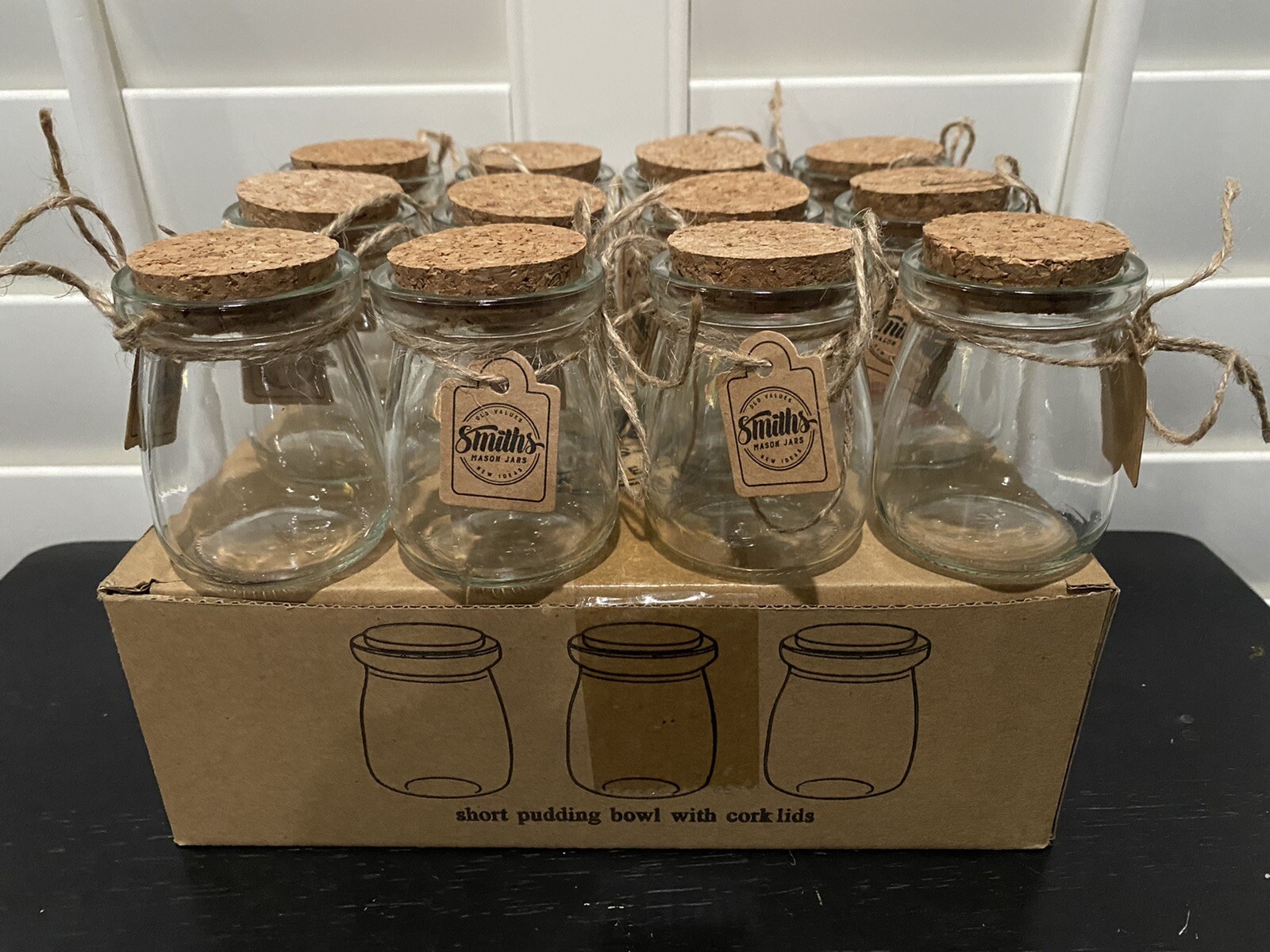 NIB Set of 12 Smith’s Mason Jars 100mL Mini Glass Jars for Small Storage + MORE