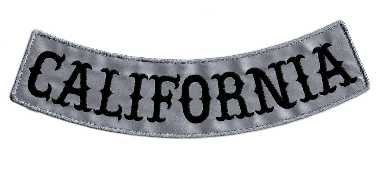 Reflective California 12.0 inch Bottom Back Rocker Jacket Vest SOA MC PATCH