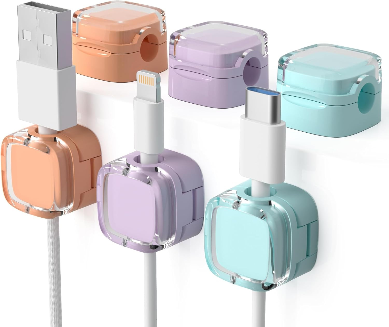 6 Pack Magnetic Cord Organizer & Cable Clips - Adjustable under Desk Cable Manag