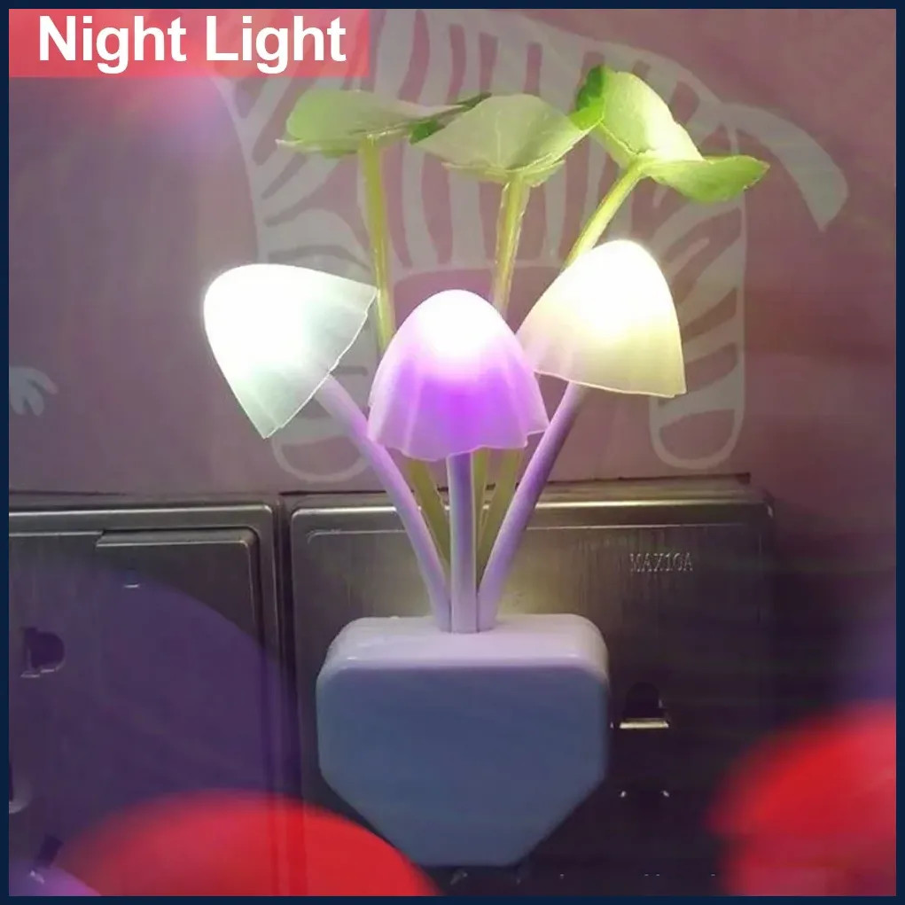 Mushroom Night Light LED Bedside Lamp EU / US Plug 7 Color Changing