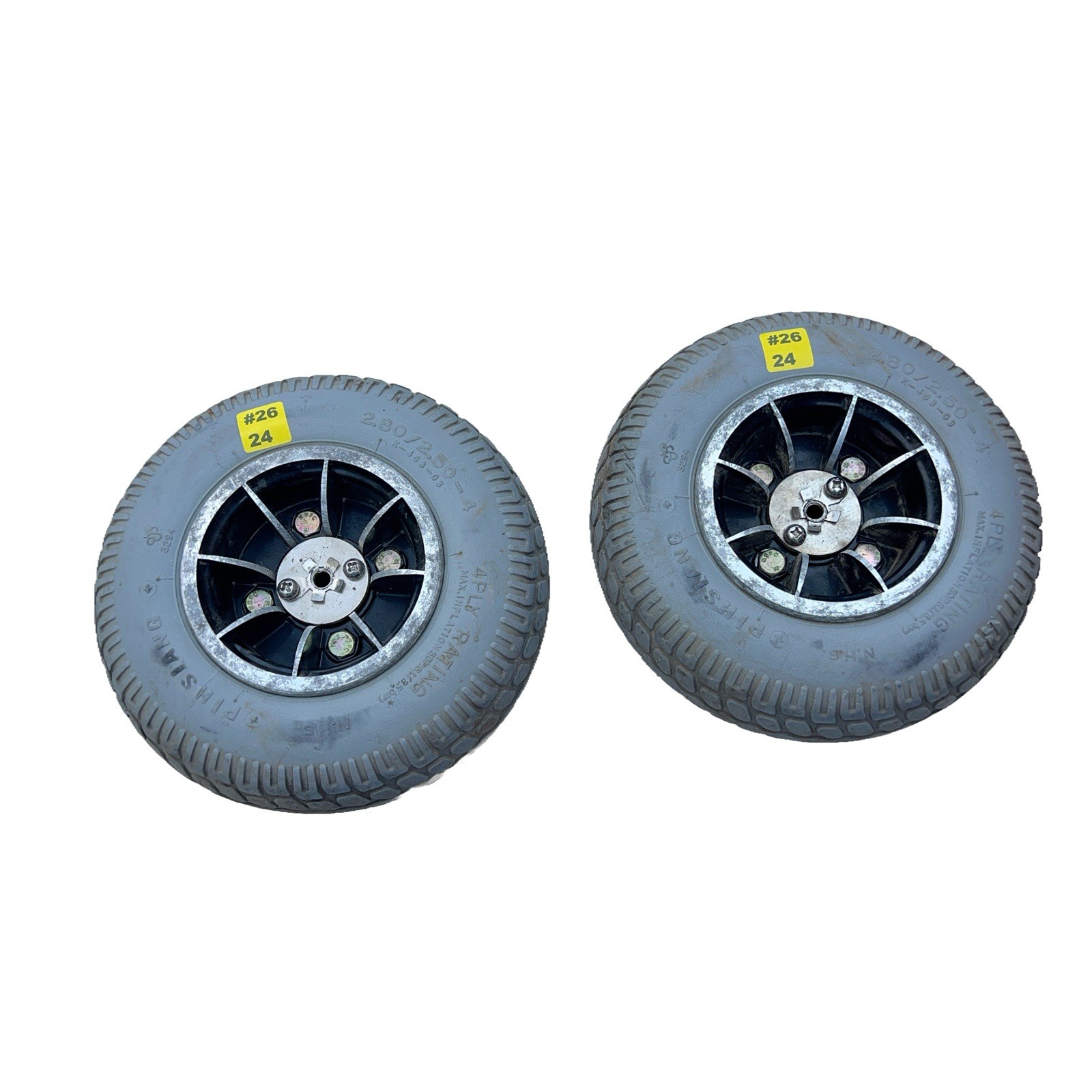 PAIR DRIVE WHEELS TIRES 2.80/2.50-4 SHOPRIDER SUNRUNNER S SCOOTER PARTS