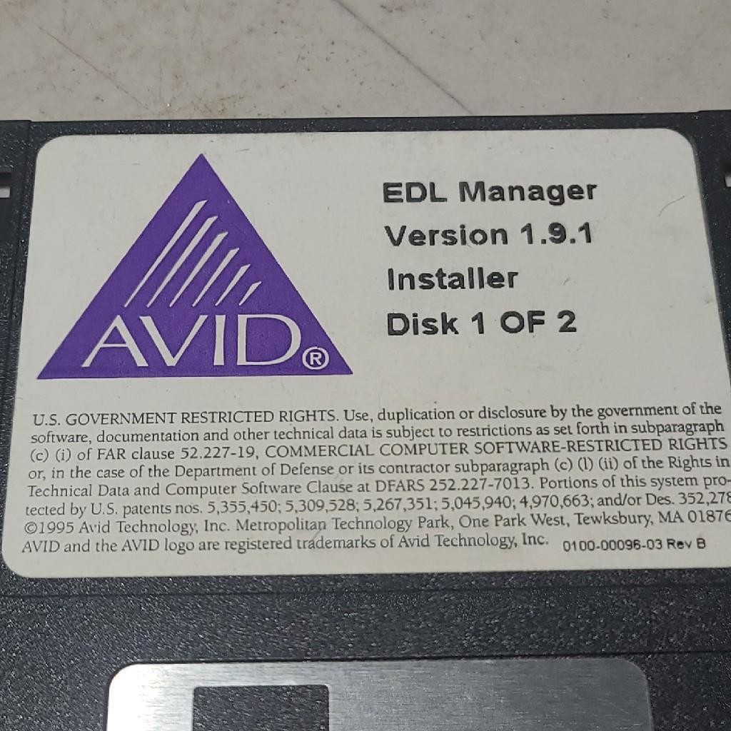 AVID EDL Manager Version 1.9.1 Installer Disk 1 & 2