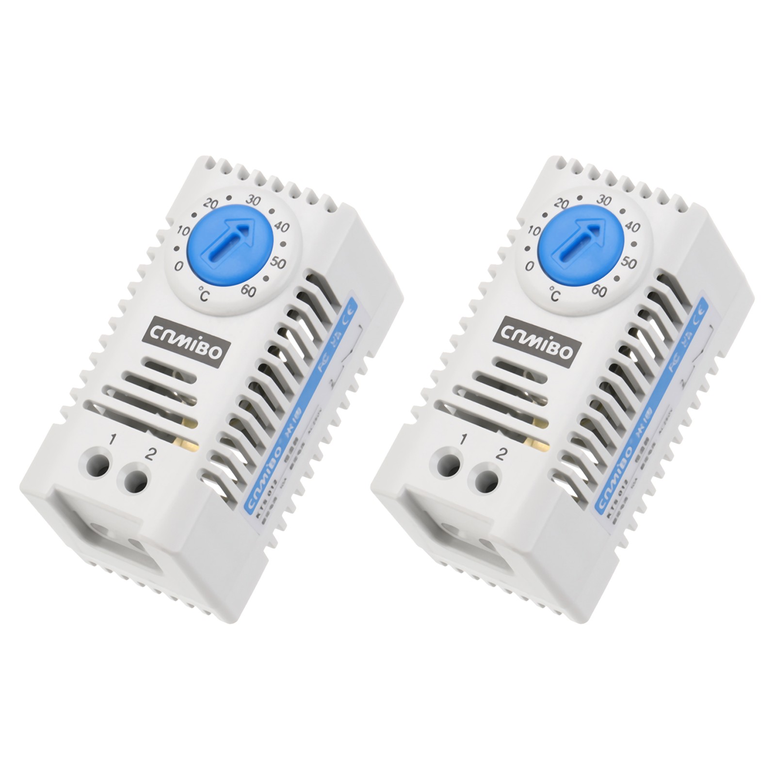2Pcs Mechanical Thermostat 0-60℃ Adjustable Compact N.O Temperature Controller