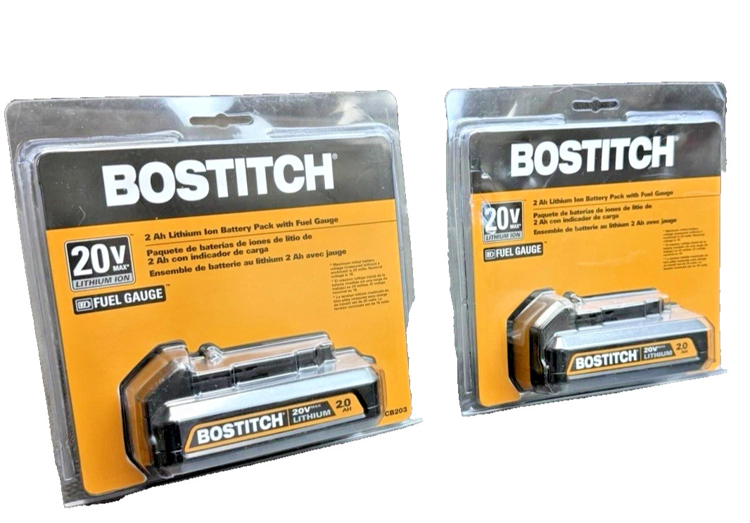 [2-PACK] BOSTITCH [BCB203] 20V MAX 2.0 AH LITHIUM ION BATTERY PACK W/FUEL GAUGE