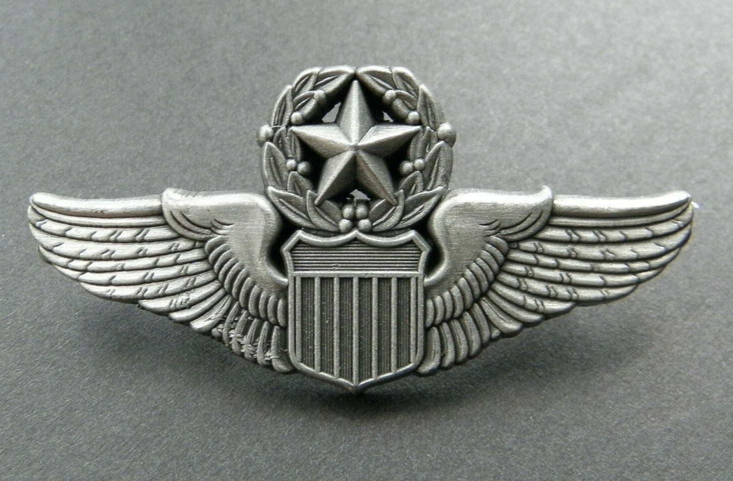 USAF AIR FORCE LARGE MASTER PILOT WINGS LAPEL PIN BADGE 2 INCHES