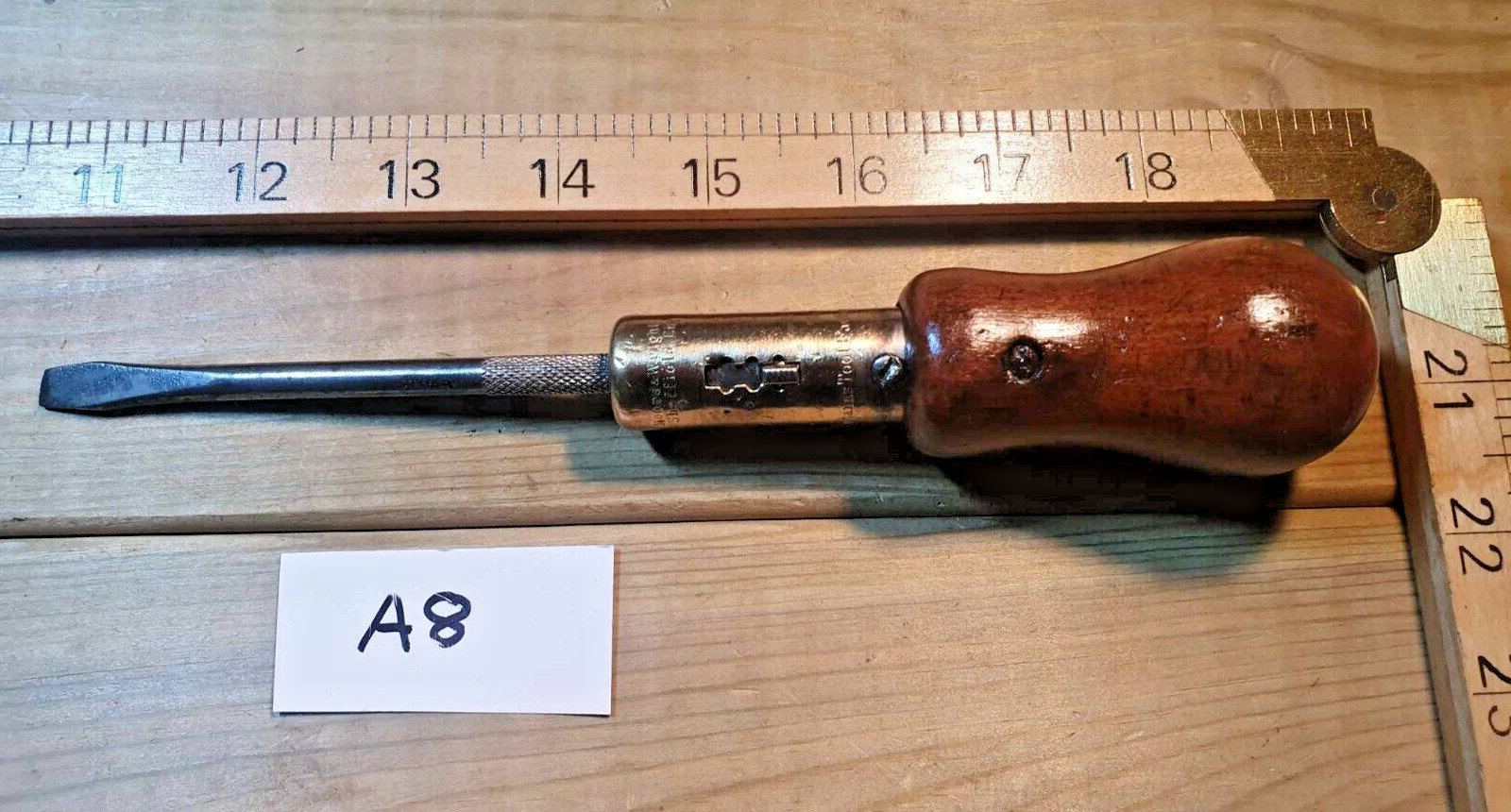 Vintage Moore & Wright Ratchet Screwdriver Old Woodworking Tools Carpentry Brass
