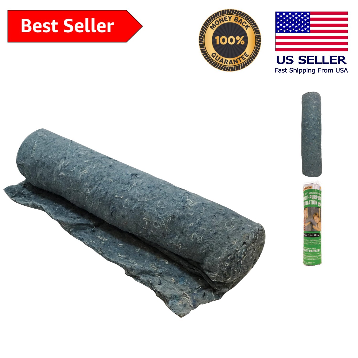 CF1 Insulation: 100% Recycled Denim, 16" W x 1" T x 48" L - For Noise Dampening