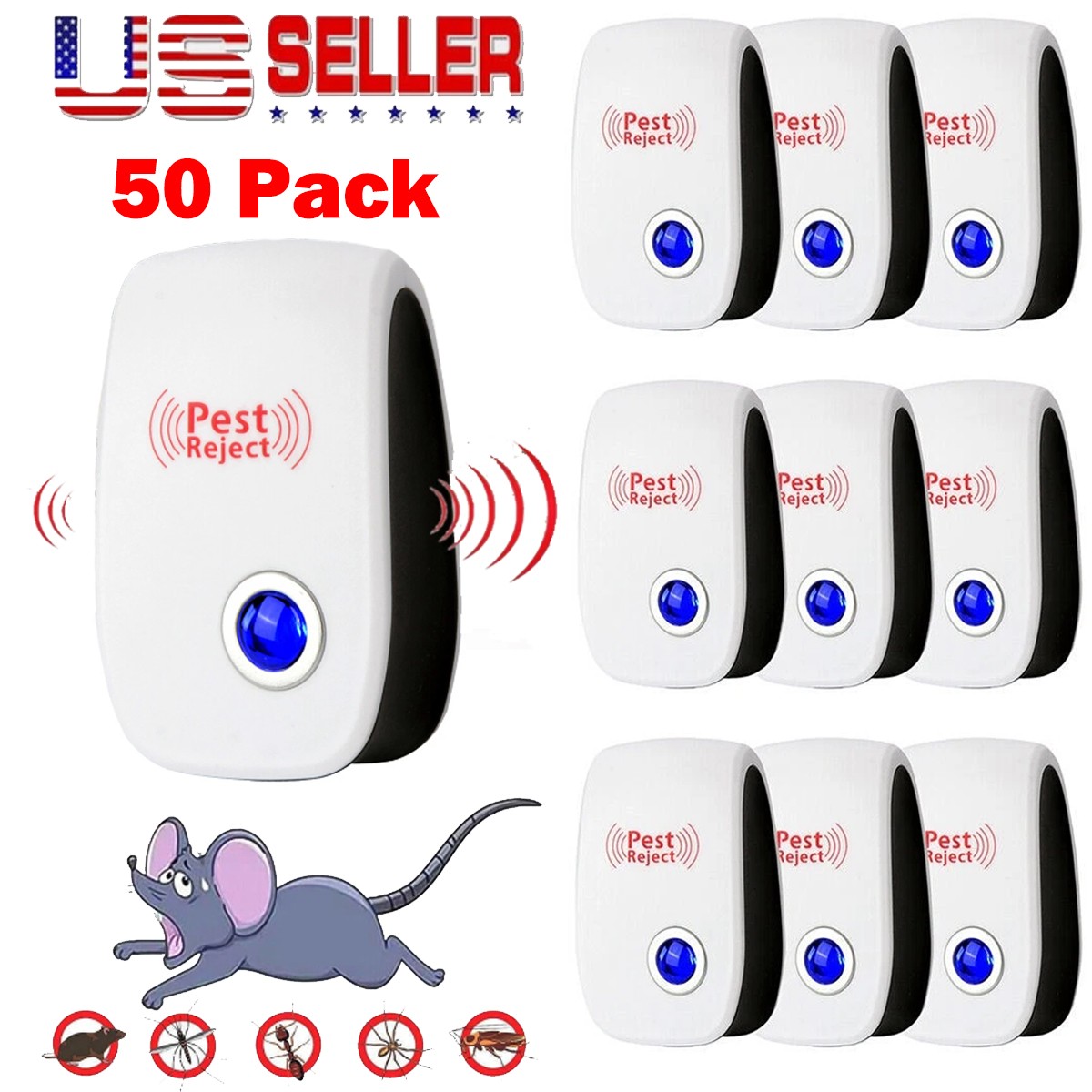 10-50 Ultrasonic Pest Reject Home Control Electronic Repellent Rat Mice Repeller