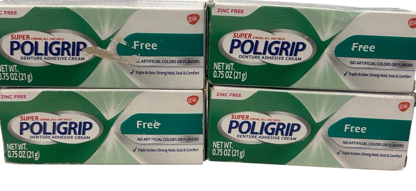 Lot Of (4)  Super Poligrip Free Travel Size, .75-Ounce Exp 8/26