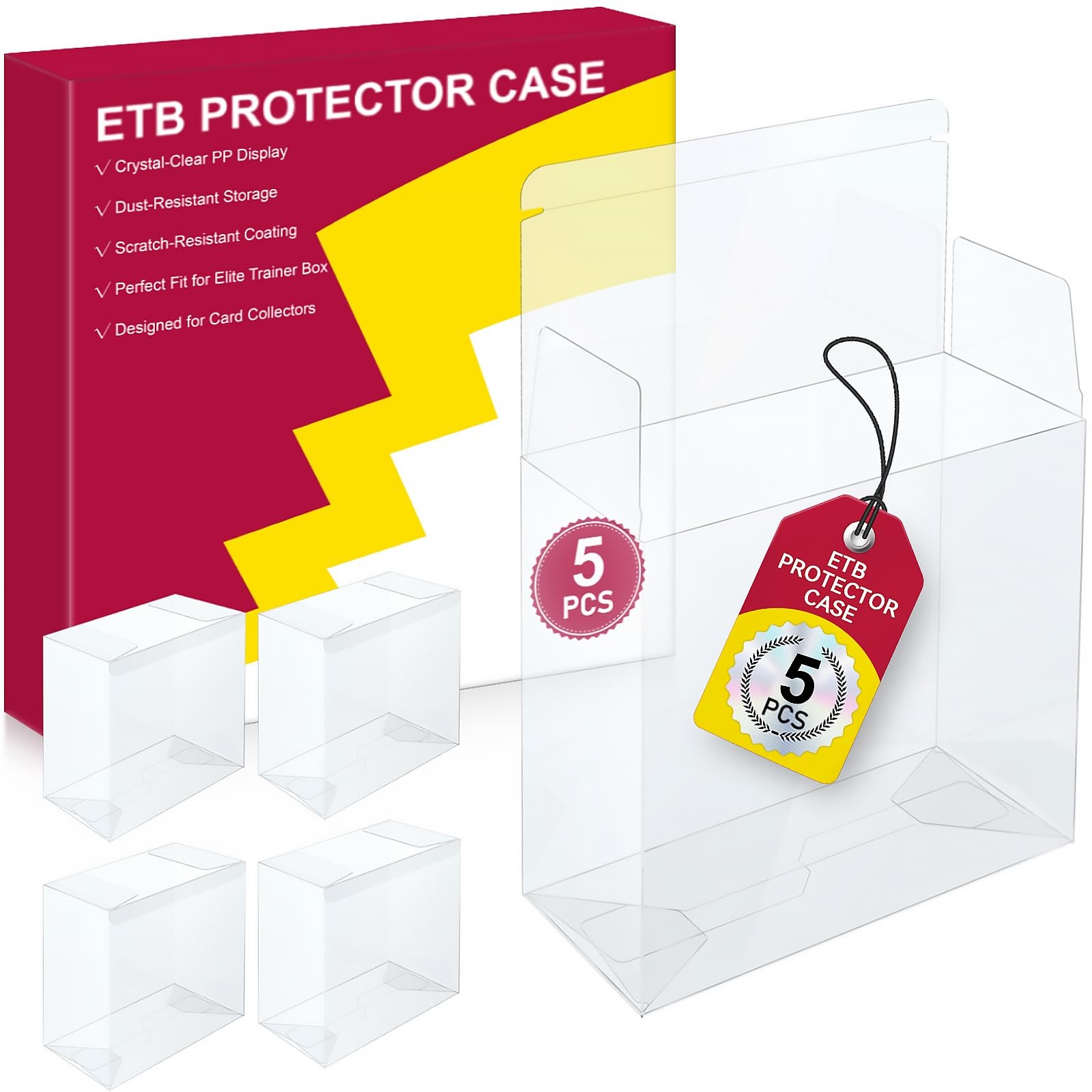 【5 Pcs】 PKMN ETB Protector Case, Elite Trainer Box Protector, ETB Box Plastic