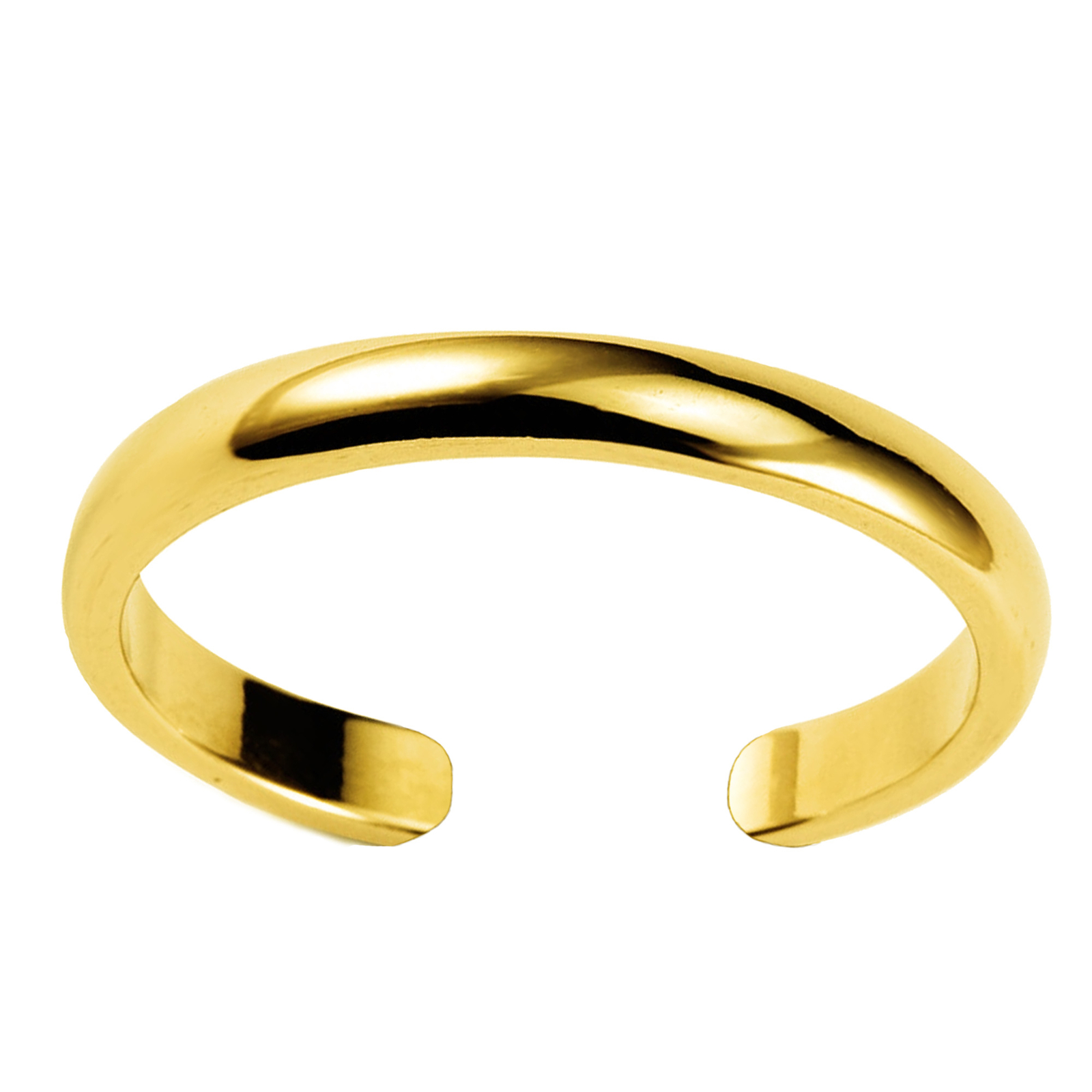 14K Yellow Gold Shiny Cuff Style Adjustable Toe Ring 3mm Width