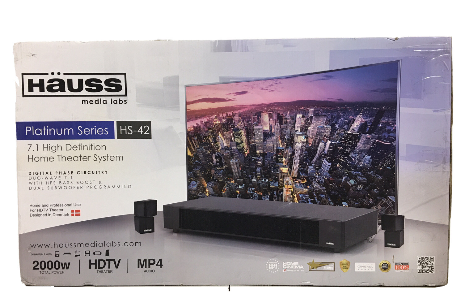 Hauss HS-42 Platinum Series 7.1 HD Home Theatre System. 2000 Watts /NEW