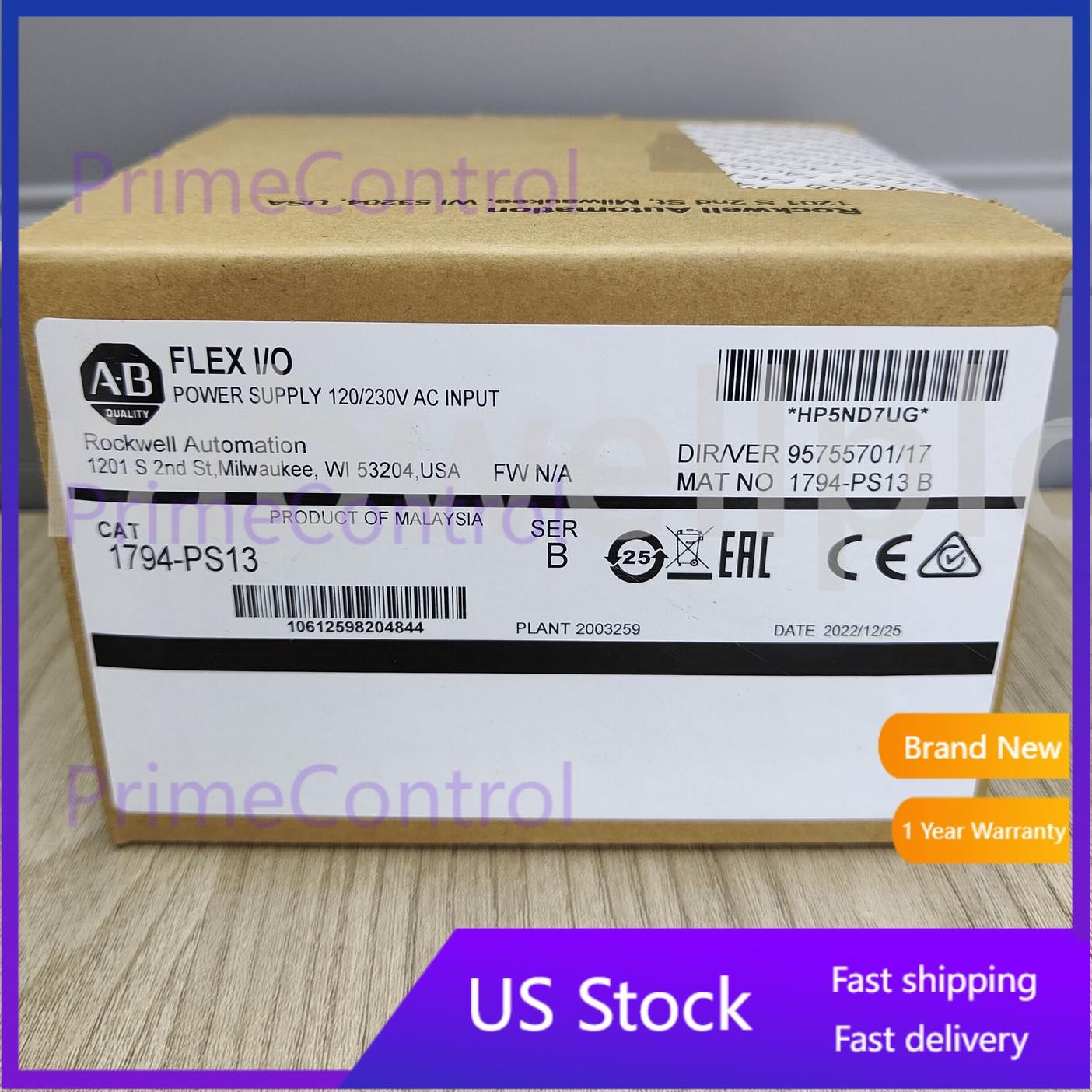 Newest Allen-Bradley 1794-PS13 Power Supply Module Ser B In Box In Stock