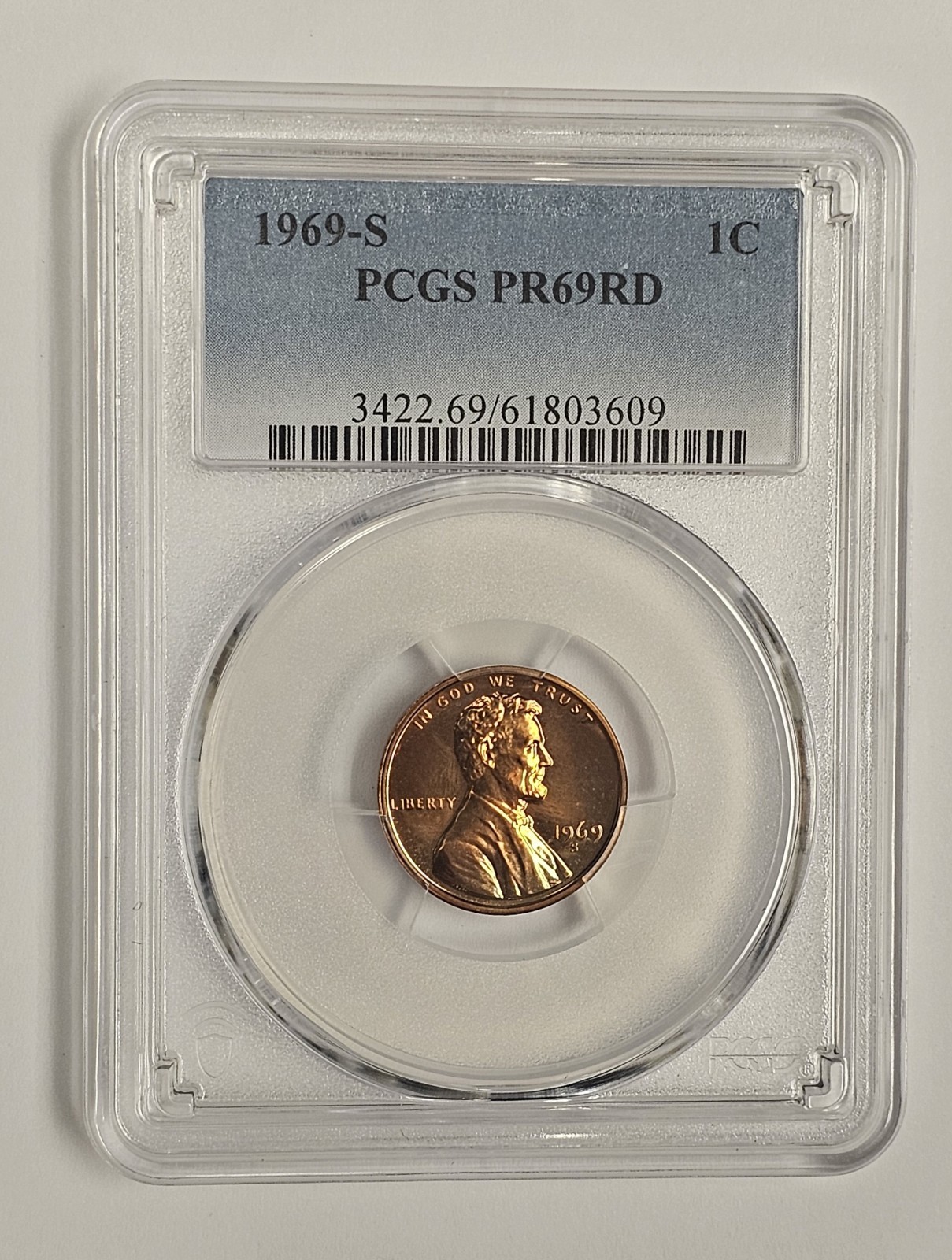 1969-S Lincoln Memorial Cent PR69 RD PCGS