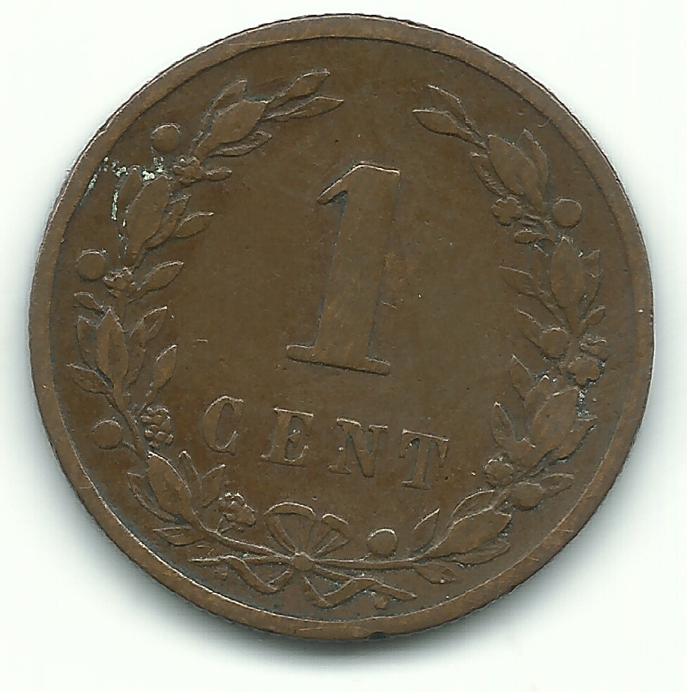 BETTER GRADE 1878 NETHERLANDS ONE CENT COIN-JUL662
