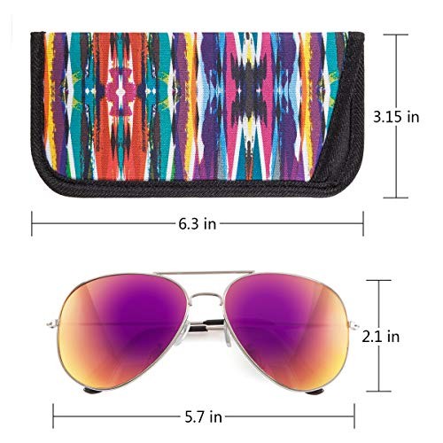 3 Pack Reading Glasses Pouch - Soft Large Blue, Blue Stripe, Rainbow