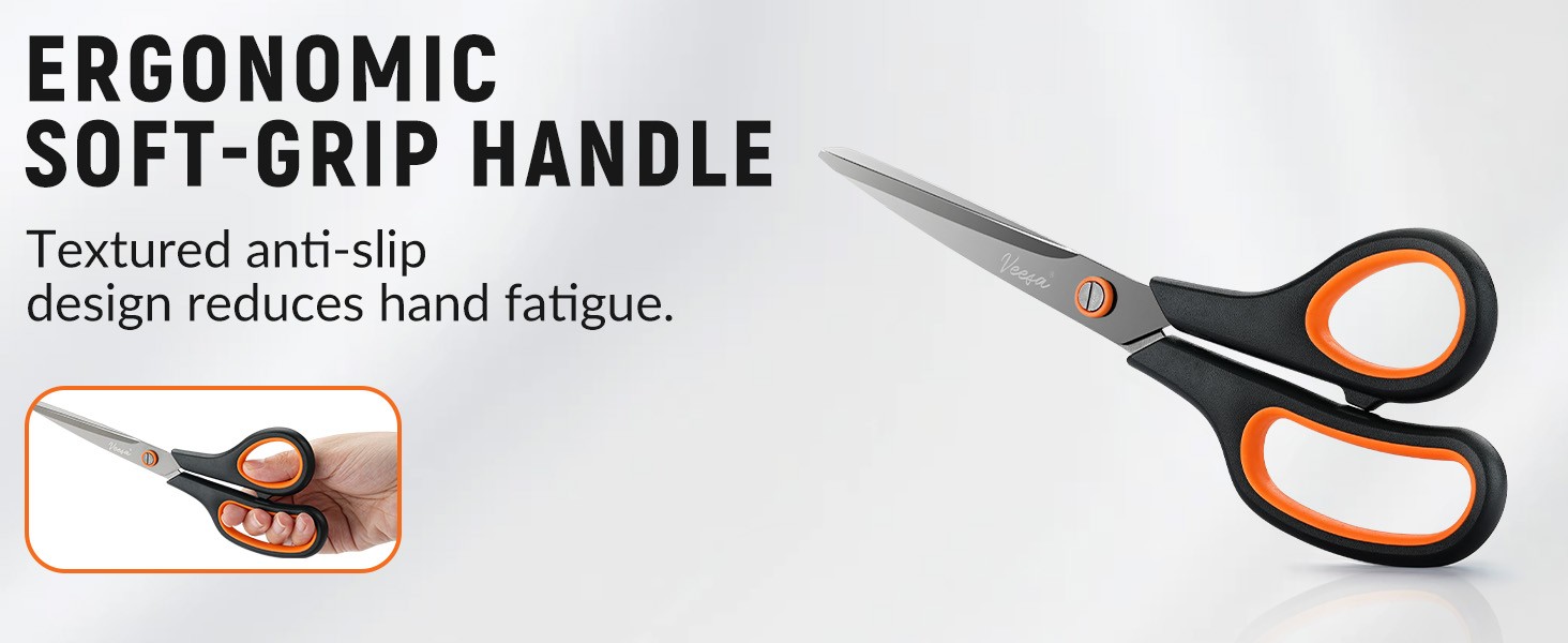 3 Pack Titanium Scissors All Purpose (5.5’’, 7.5’’, 8.5’’), Ergonomic Grip,