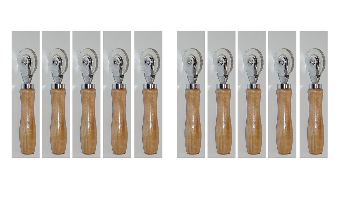 (x10) Ball Bearing Stitcher 2" Wheel 1/4" Face Wood Handle Tire Patch Stitcher