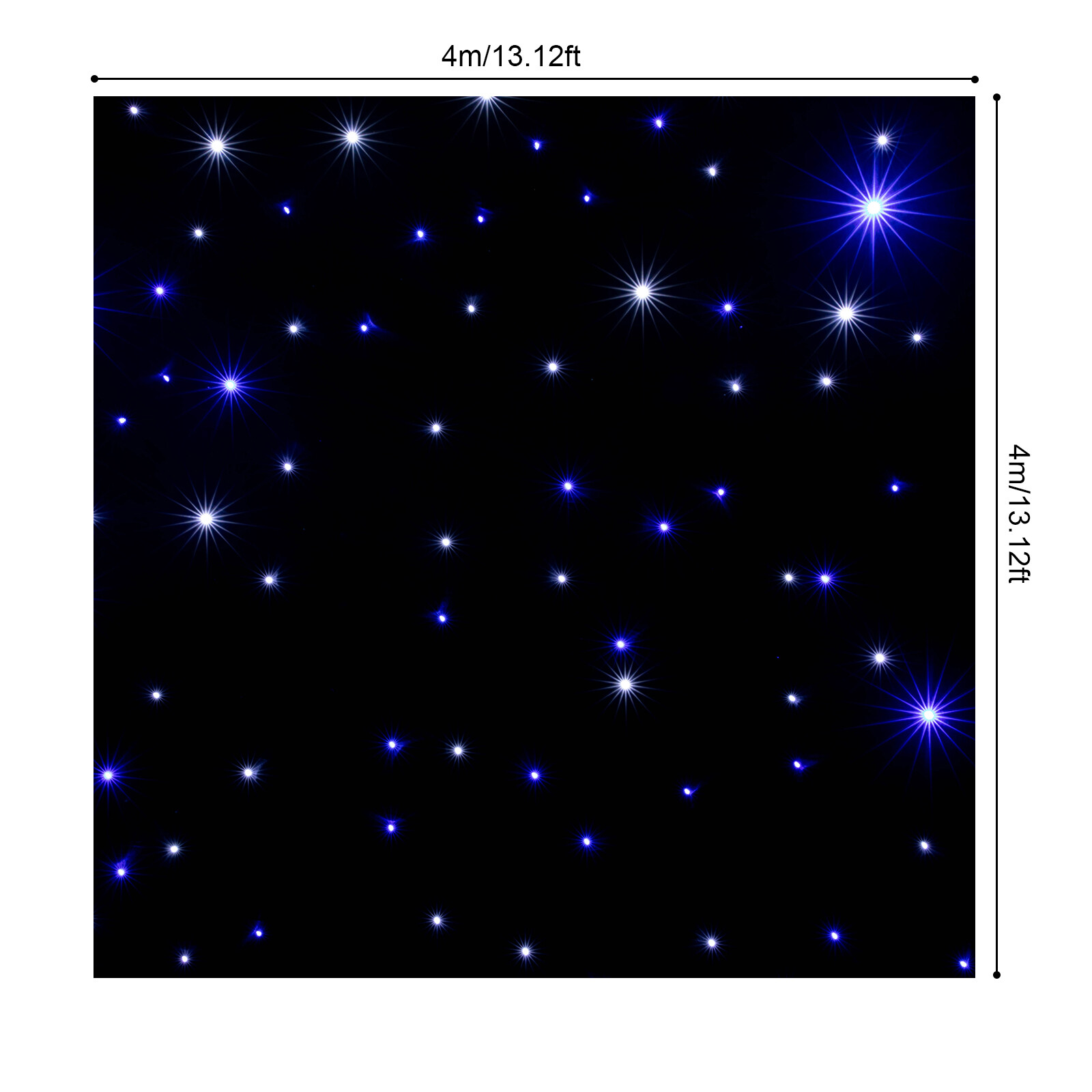 LED Stage Backdrop Blue & White Light Starry Sky Backdrop Star Curtain 13*x13ft