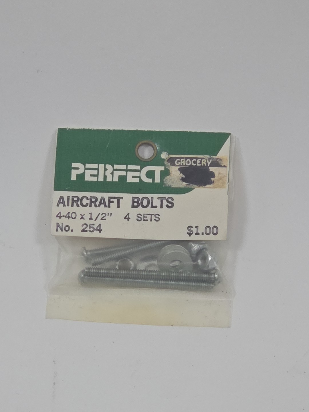 PERFECT #254 AIRCRAFT BOLTS 4-40 x 1/2" (NEW IN SEALED PKG) (2 PKGS)
