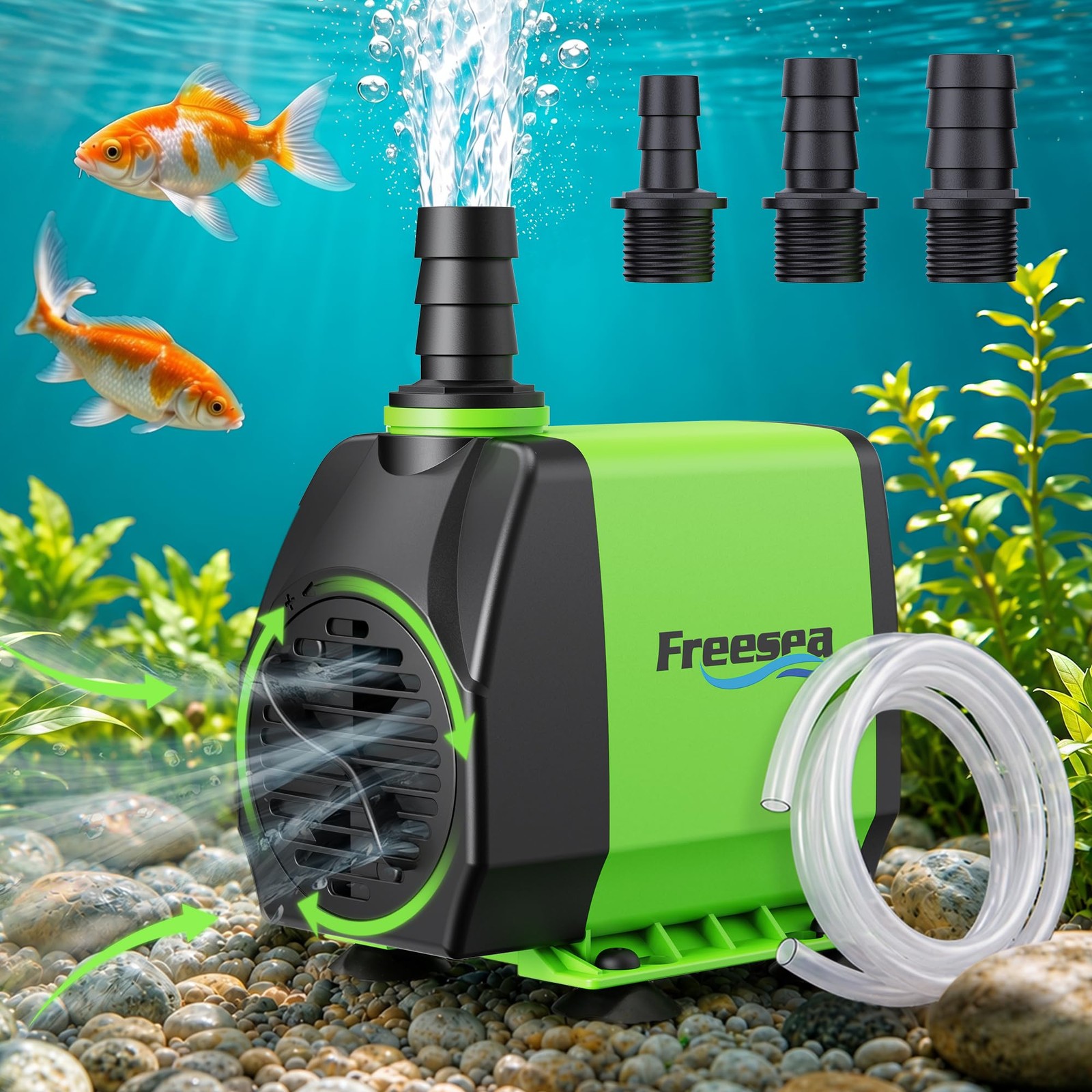 Small Pond Pump with Hose 45w 800gph Adjustable Flow Circulate 5001200 Gal Wa...