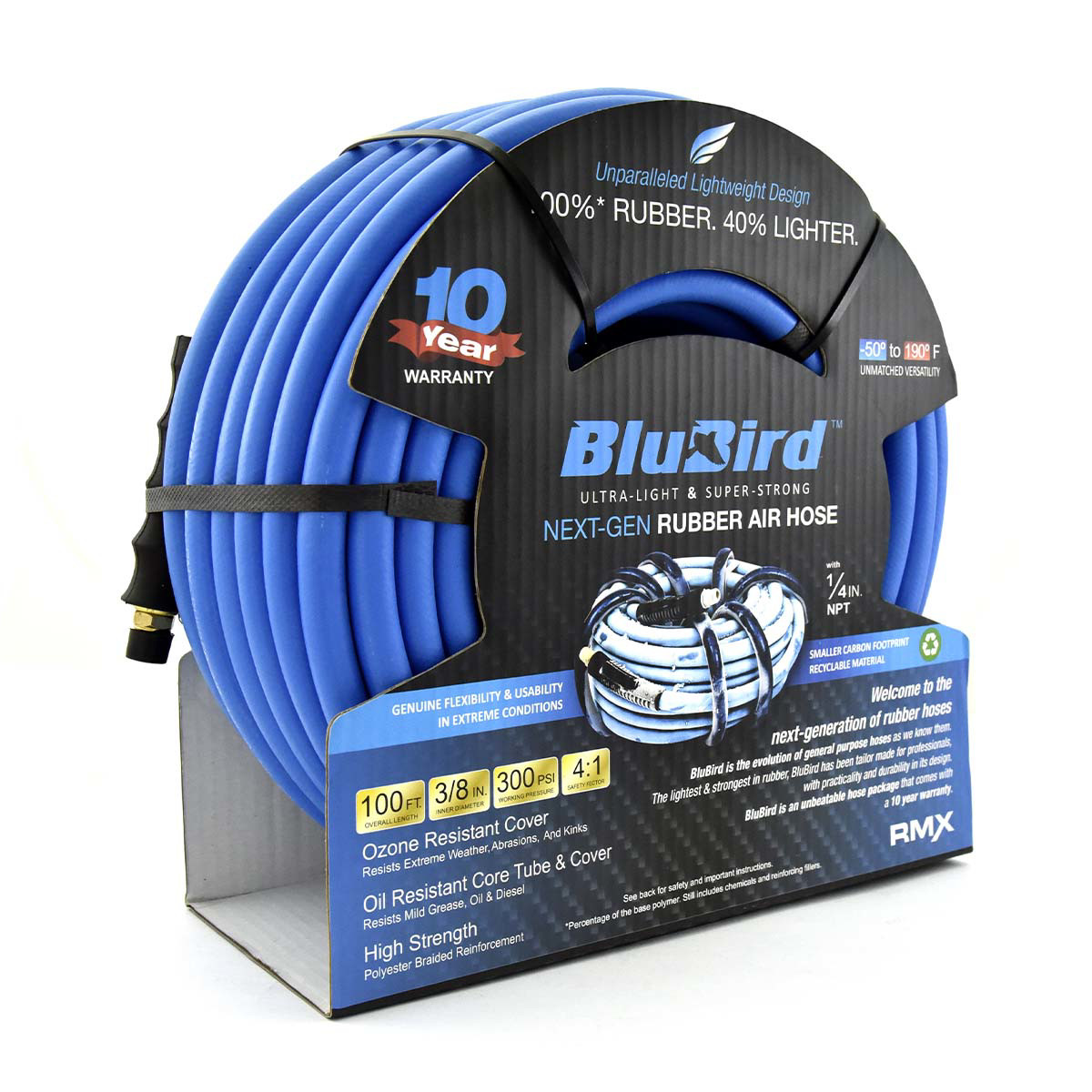 BluBird BB38100 3/8" x 100' Lightweight Polyester Braided Rubber Air Hose