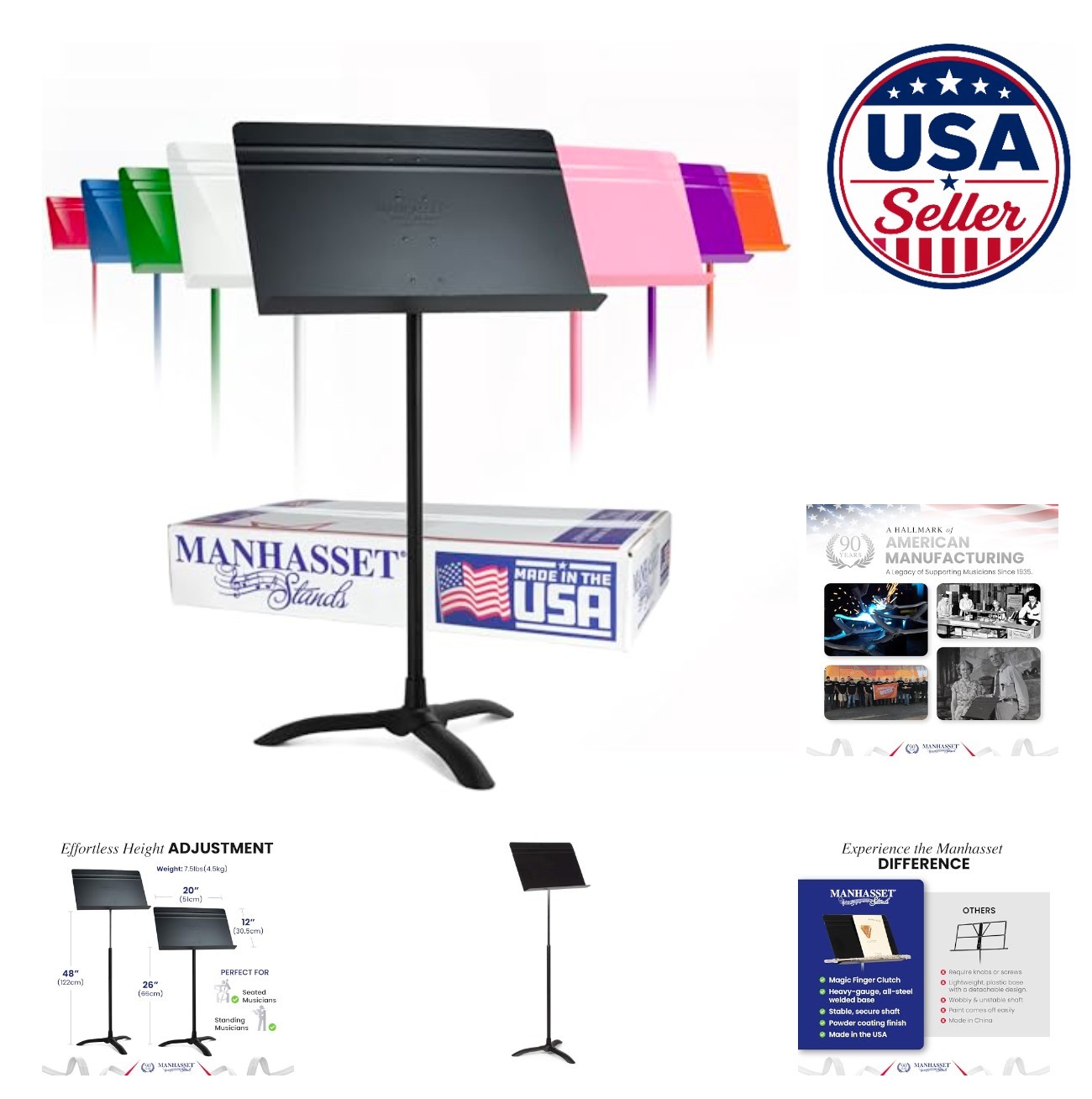 Sheet Music Stand Heavy Duty Adjustable Height 26 to 48 Inch Aluminum Desk