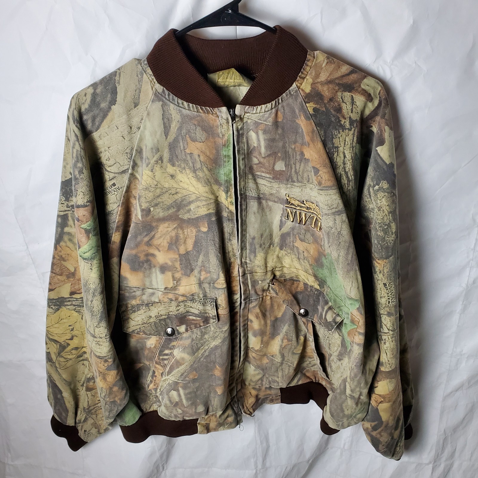 NWTF Whitewater Outdoor Jacket Men's XL Camo Bomber Hunting Logo Vintage Vtg