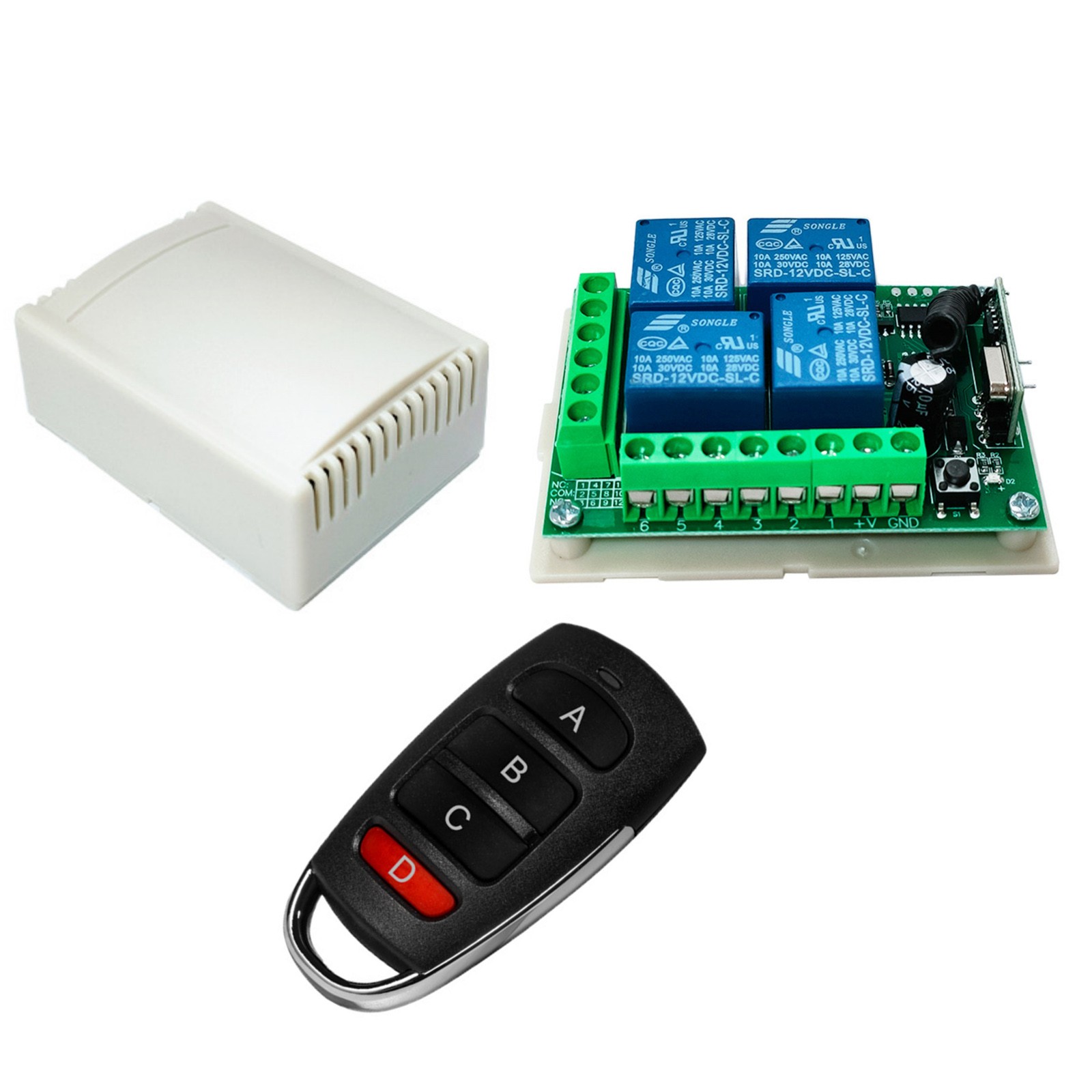 New 4CH Channel Relay RF Wireless Remote Control Switch Transmitter+Receiver