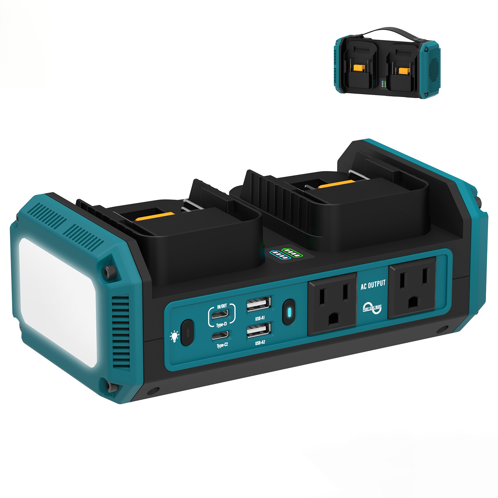 350W Pure Sine Wave Power Inverter for Makita 18V Battery Dual AC Outlet USB-C