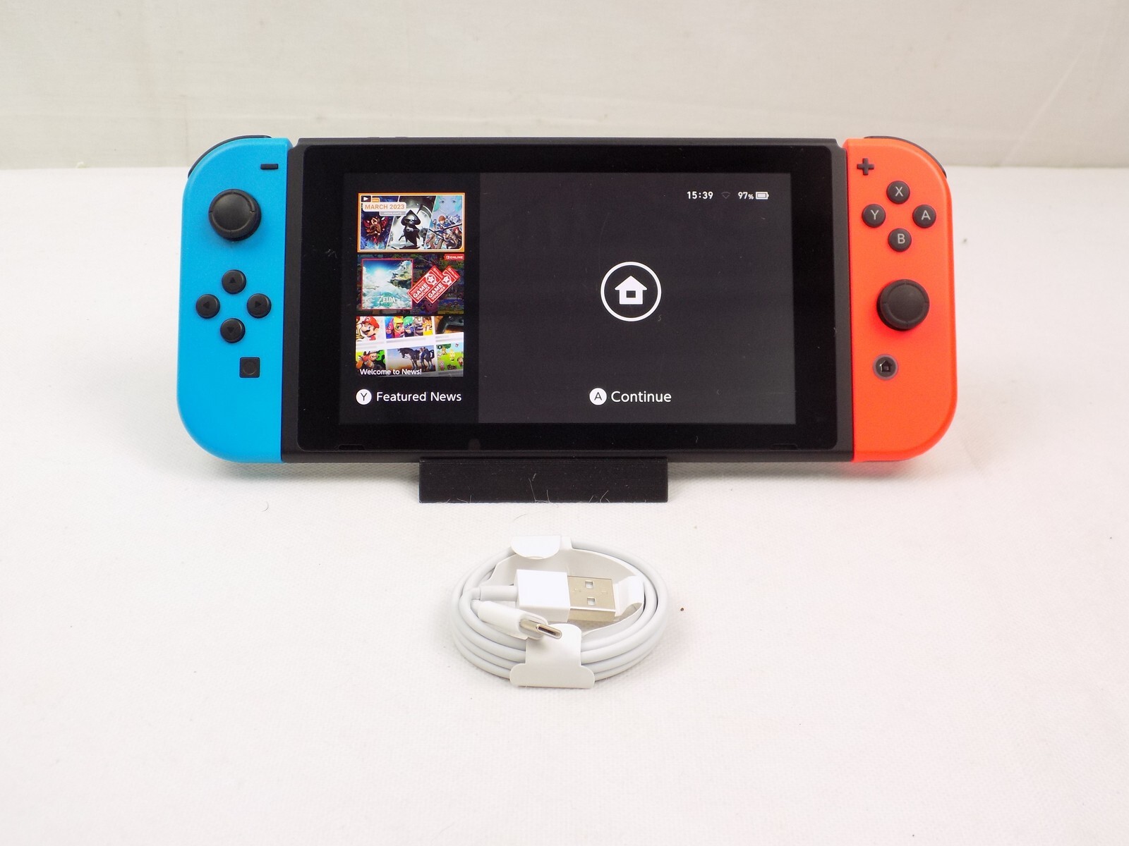 Switch Neon Red Neon Blue Handheld Console + Charger (No Dock)
