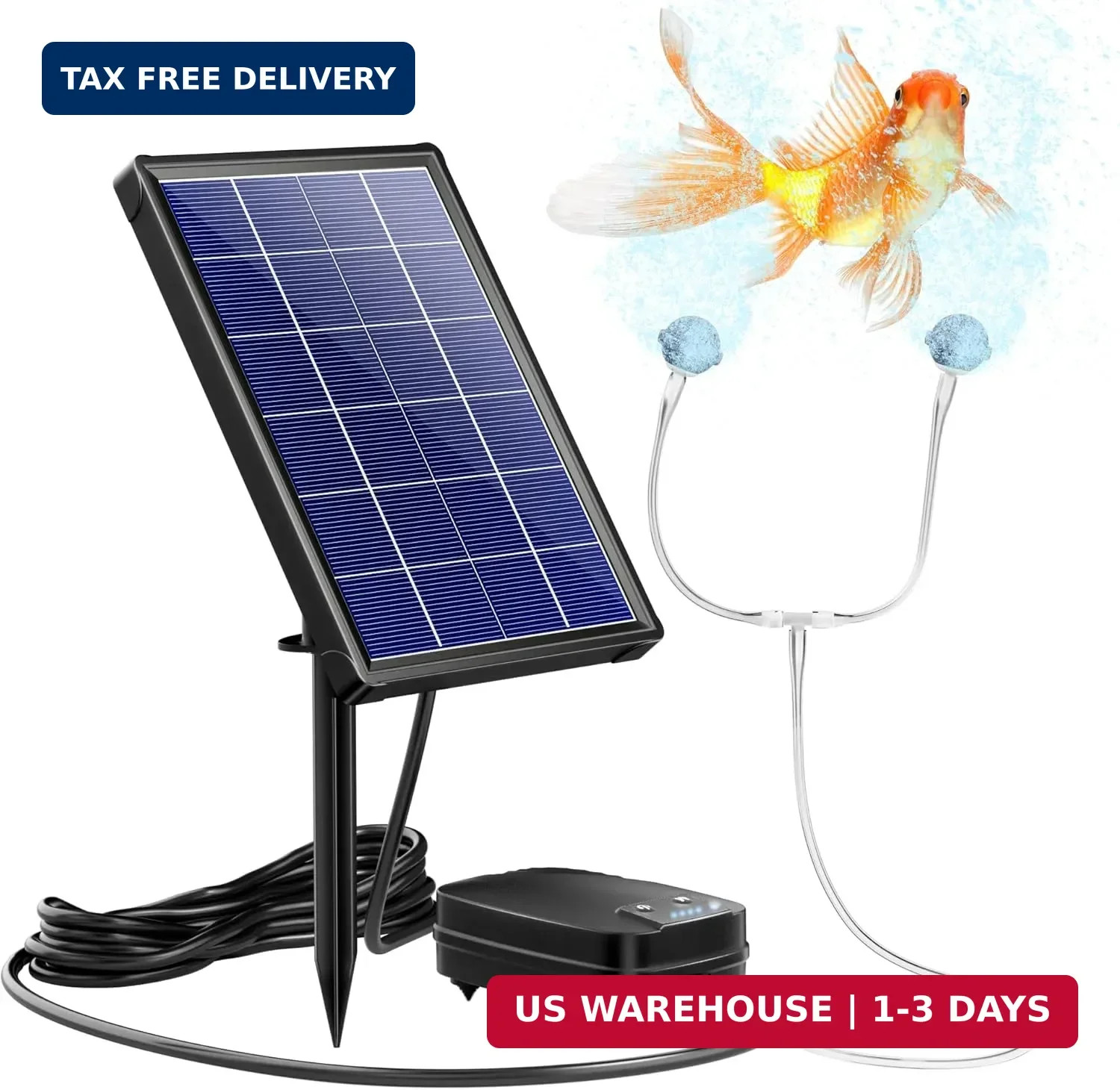4W Solar Aerator for Pond with Built-In 2200Mah Battery Backup, 3 Working Modes,