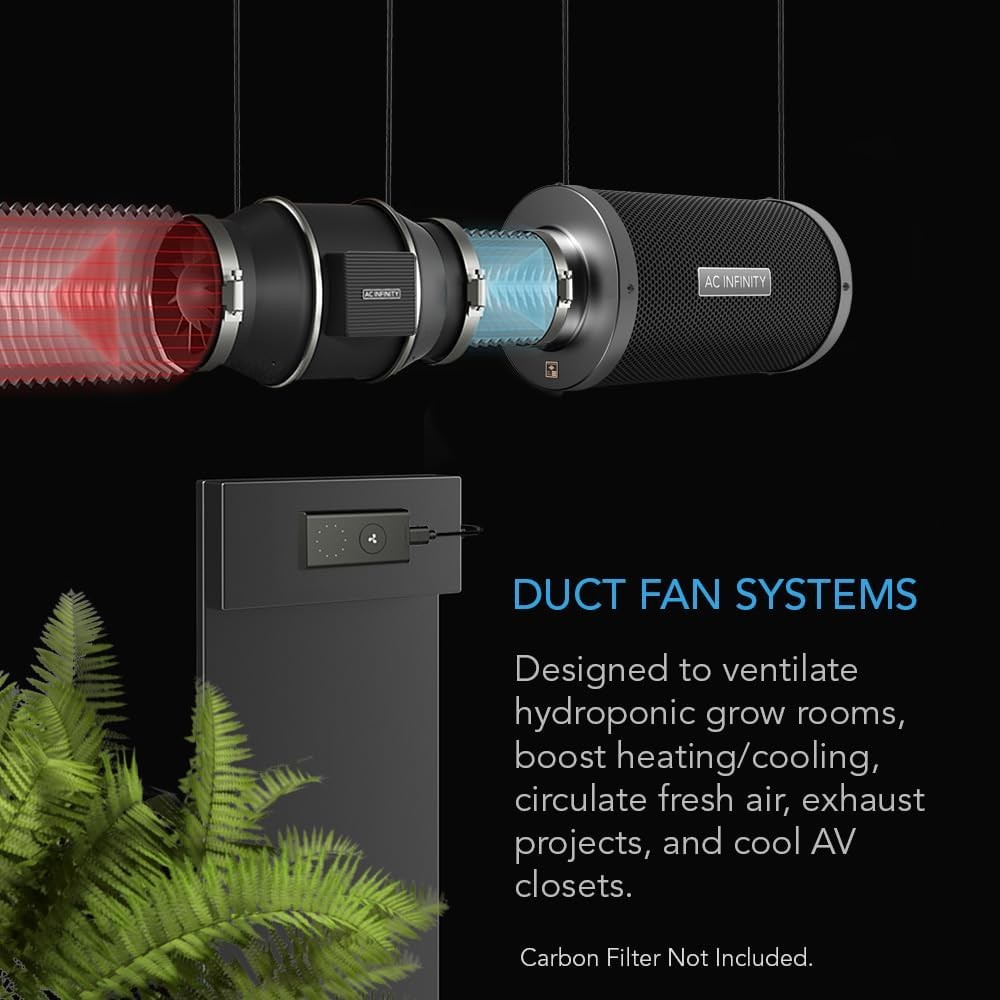 Quiet 4 Inch Inline Duct Fan with Speed Controller EC Motor