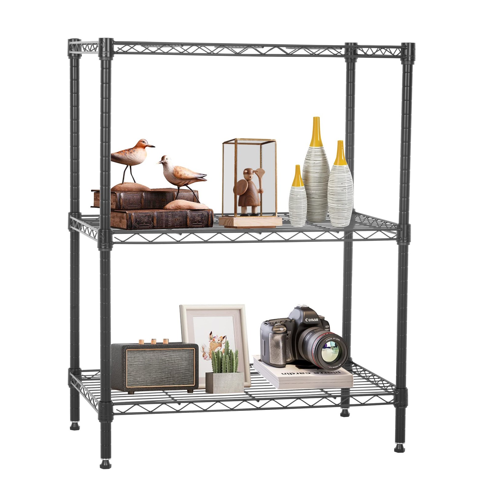 Wire Shelving Units Adjustable Metal Storage Rack 23D x 13W x 30H 3 Tier Pant...