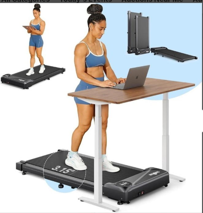 Therun Walking Pad Under Desk Treadmill Slim Portable Folds Home Office Fitness