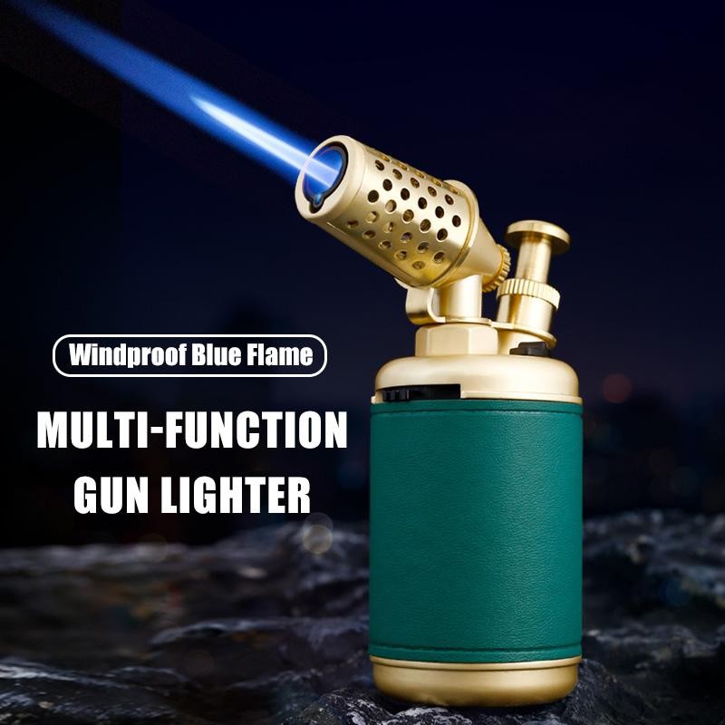 JOBON Zb-595 Brass Leather Torch Lighter Blue Flame Windproof Easy Refillable