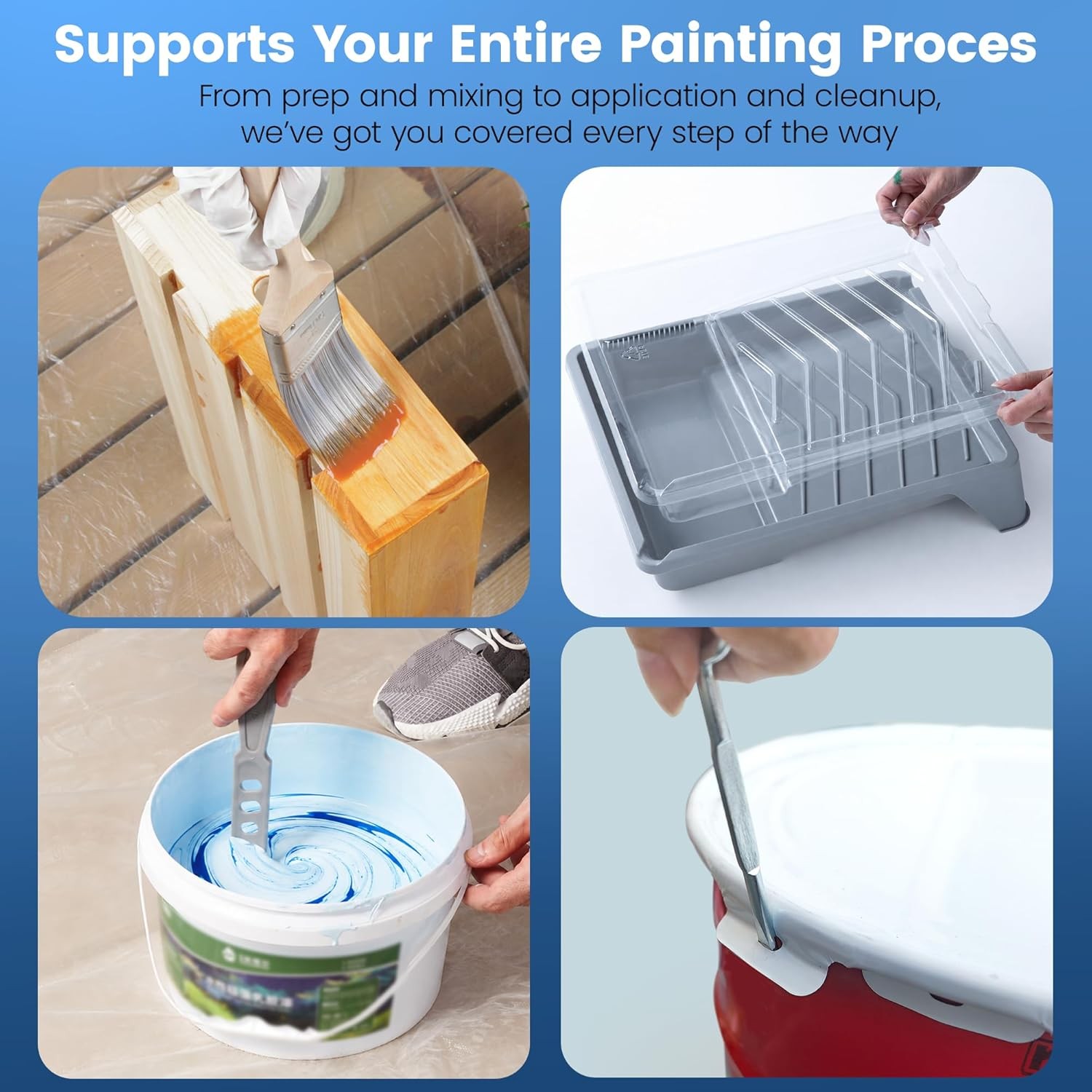 Paint Roller Set with Adjustable Pole Tray Brushes and Covers