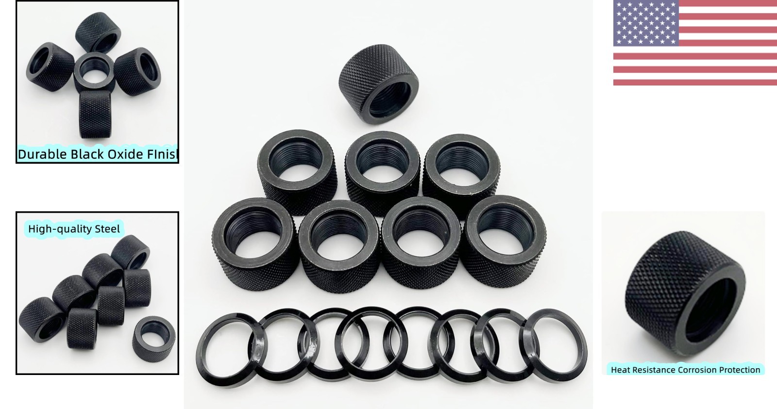 Precision CNC Thread Protectors for 5/8-24 - 8 Pack with User-Friendly Grip