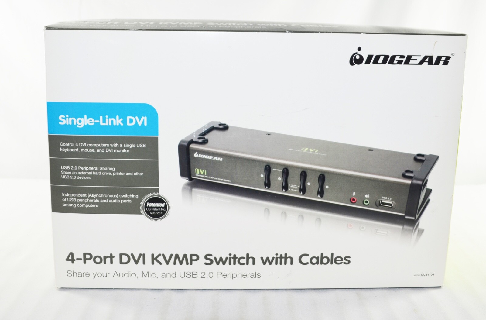 Iogear 4-Port DVI KVMP Switch with Cables Model GCS1104 - Pre-Owned