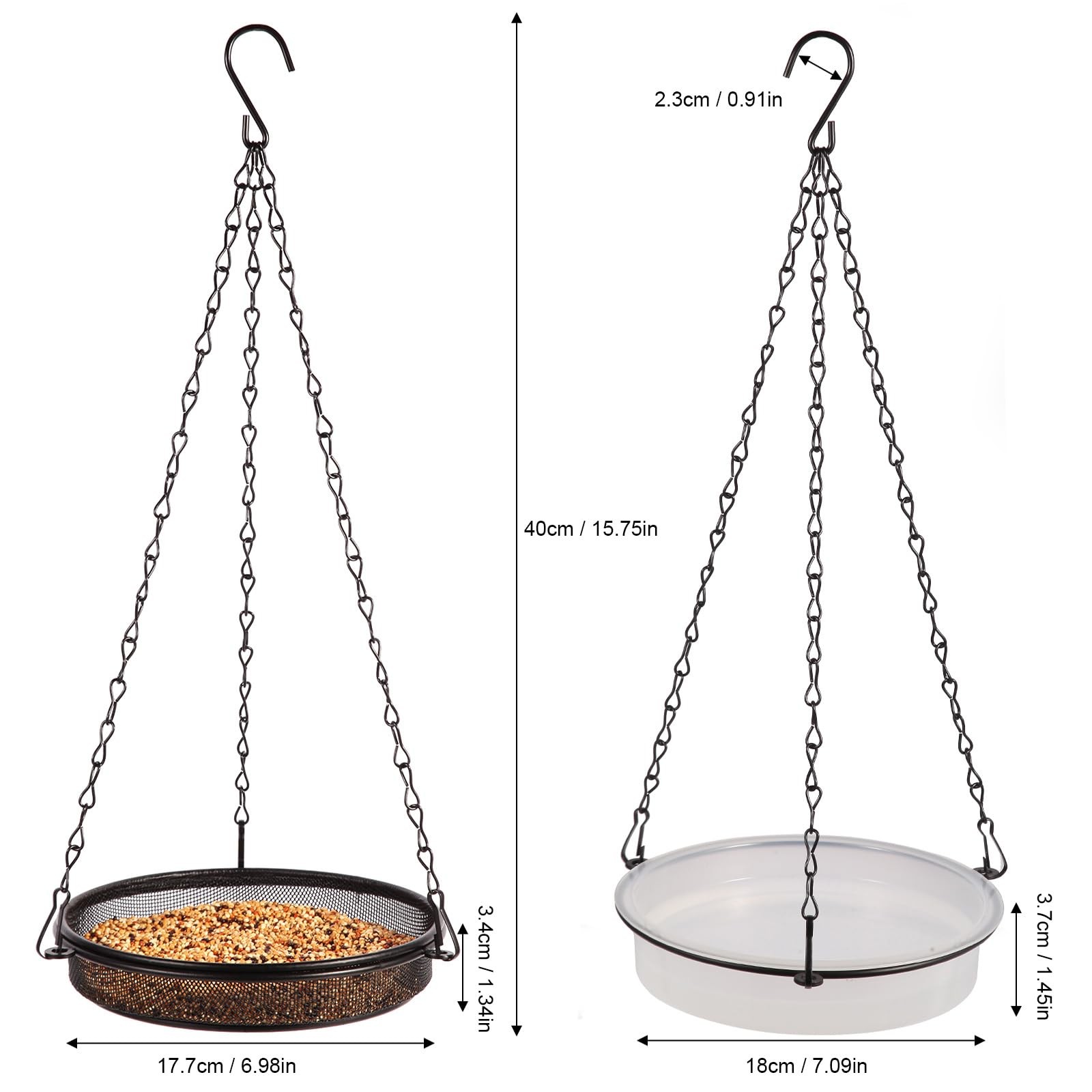 HRAYLTOP 2-in-1 Set Hanging Hight 15.75 Inch-1, Stainless Steel,Transparent