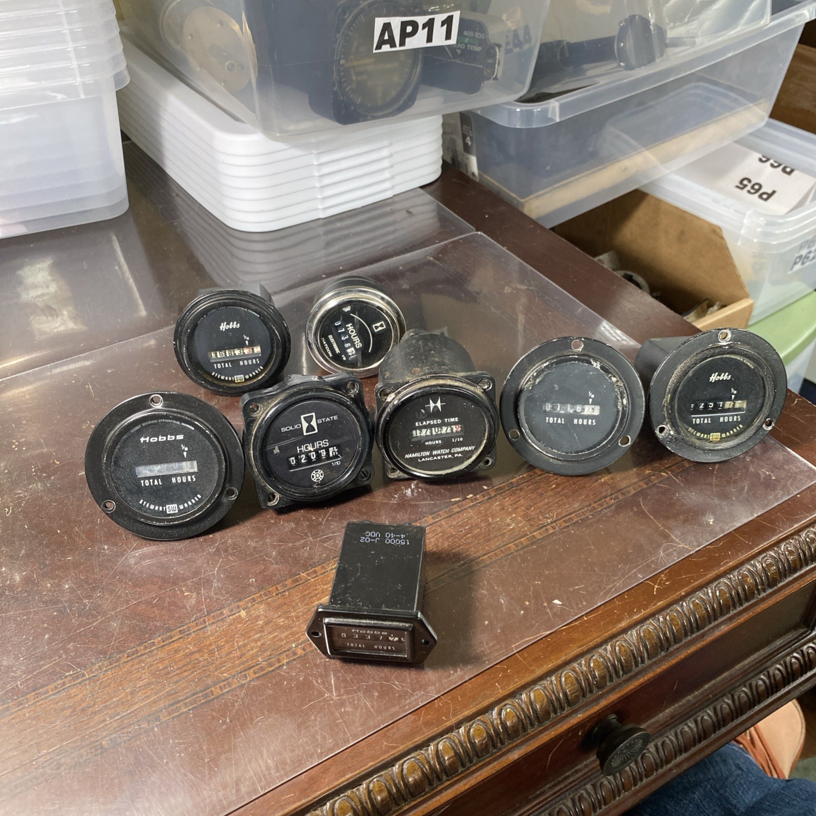 Lot Of 8 Aviation Aircraft Hour Meters Hamilton Watch, Hobbs, Datcon (AP11)
