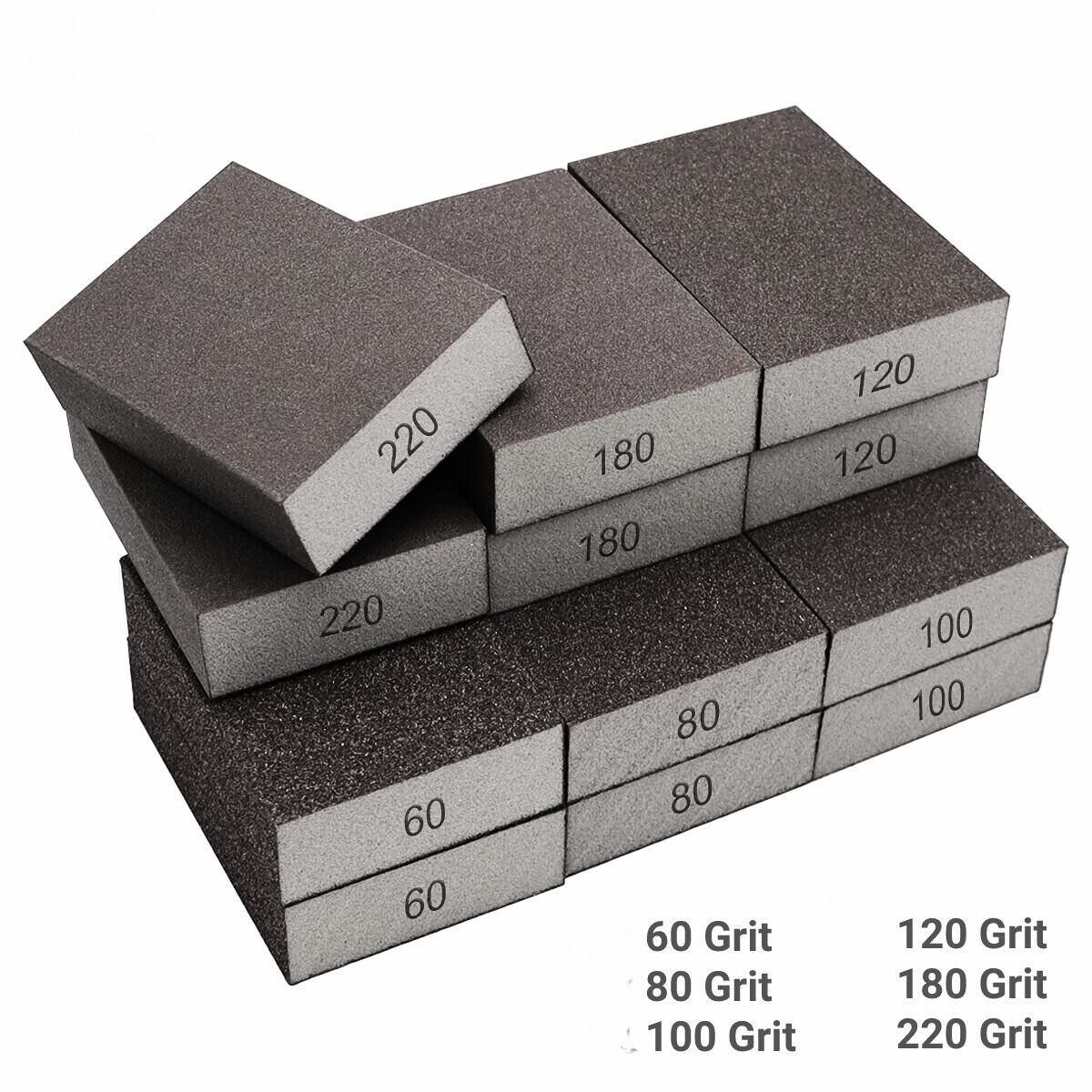 60PCS 60-220 Grit Drywall Sanding Sponge Block Pads Wet Dry Sandpaper Sand Paper