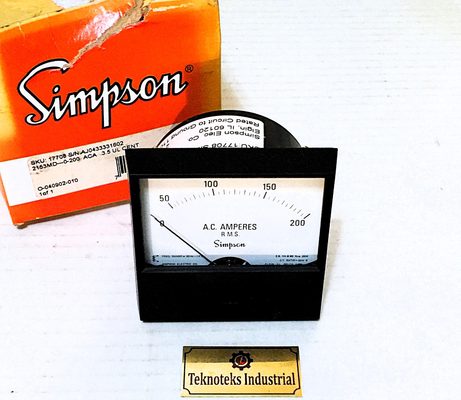 SIMPSON 2153 PANEL AMMETER 0~200 AC AMPERES   2153MD