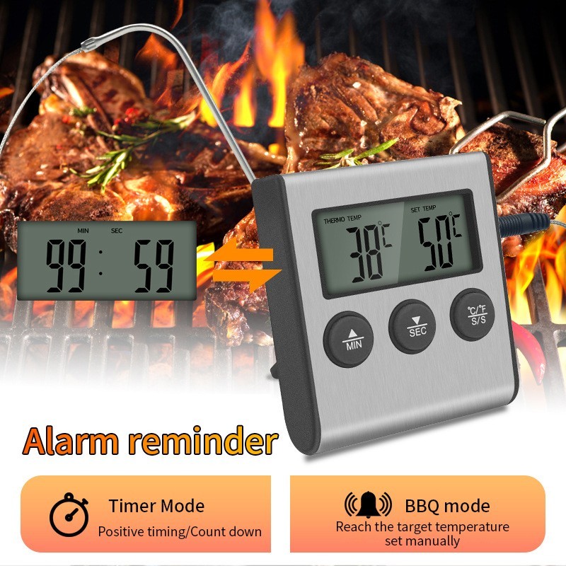 Remote Kitchen Digital Cooking Thermometer Probe Meat Food Temperature w/Timer