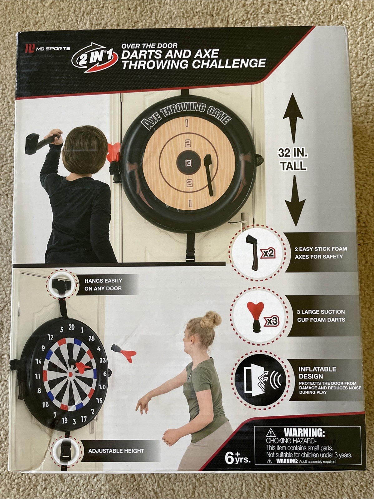 MD Sports Axe Throwing & Dart Challenge Over the Door Indoor Fun Game NEW