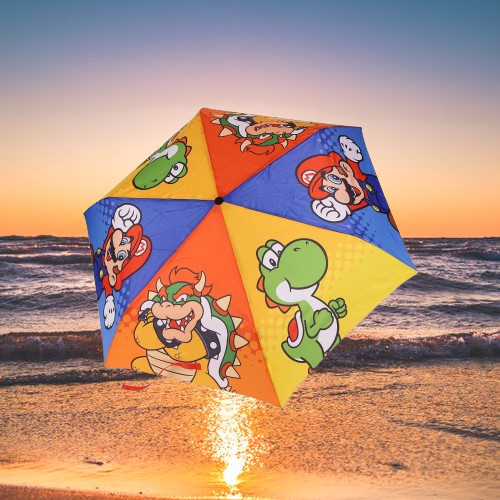 Super Mario 6 Panel Telescopic Umbrella with Auto Open Button NEW