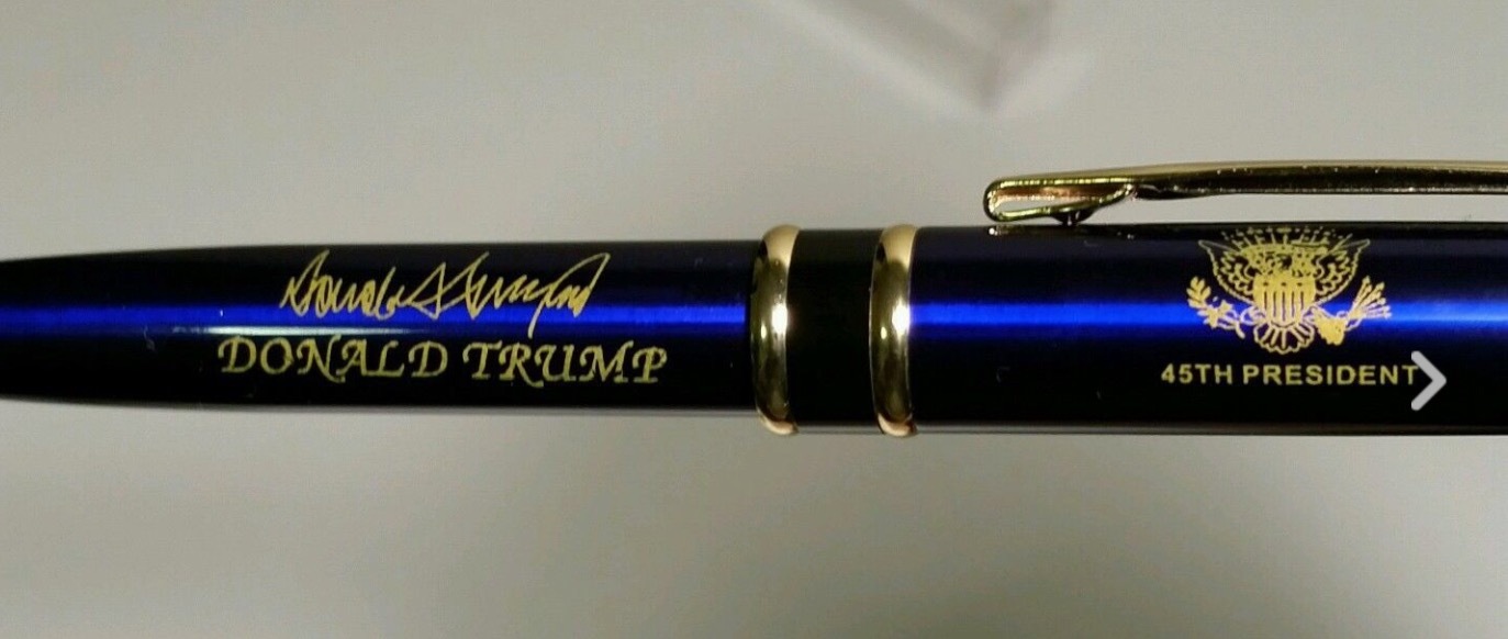 GOLD BLUE PEN T PRESIDENT EAGLE SEAL Signature DONALD MAGA REPUBLICAN GOP NEW